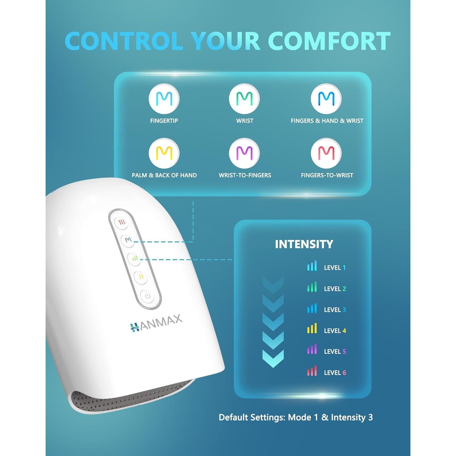 Masajeador de Mano HANMAX con Calor y Compresión - Portátil