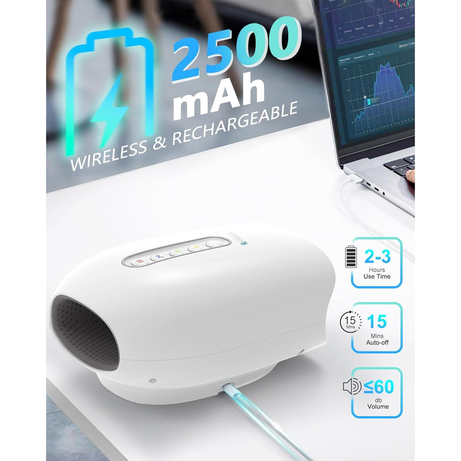 Masajeador de Mano HANMAX con Calor y Compresión - Portátil