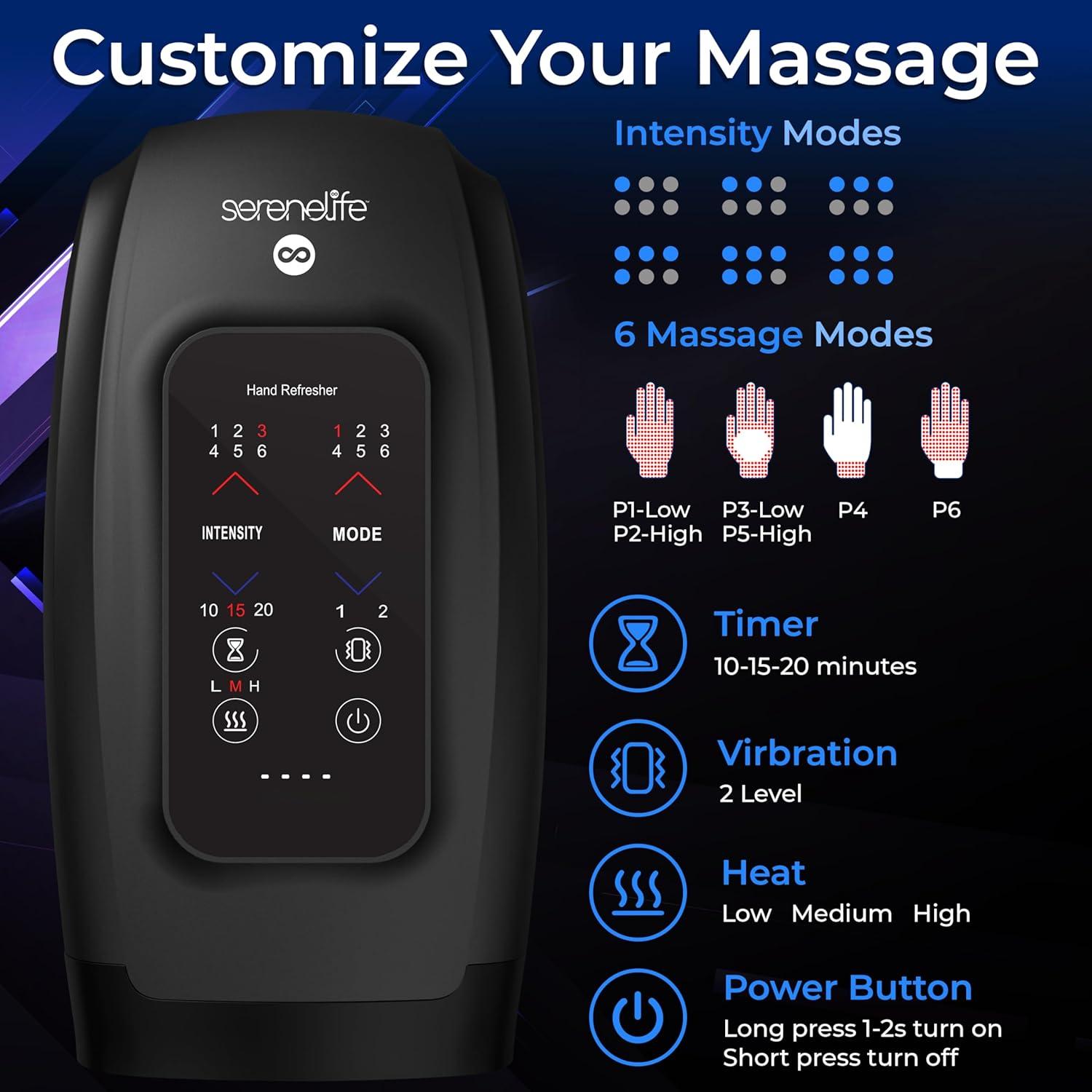 Masajeador de Mano SereneLife Inalámbrico con Calor y Compresión