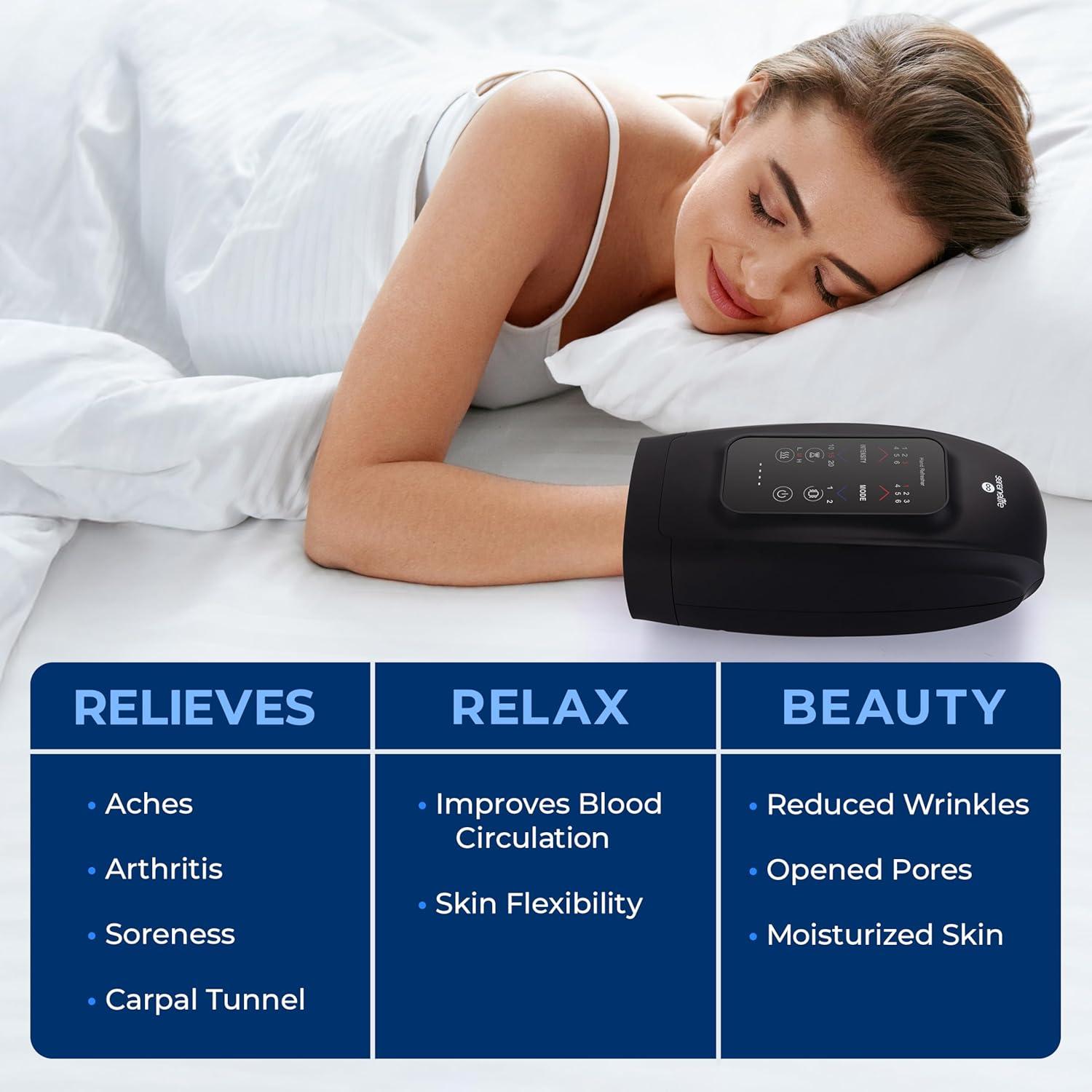 Masajeador de Mano SereneLife Inalámbrico con Calor y Compresión