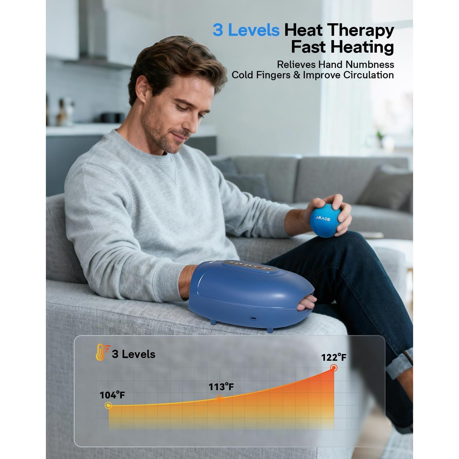 Masajeador de Manos Arace con Calor y Compresión 2500mAh