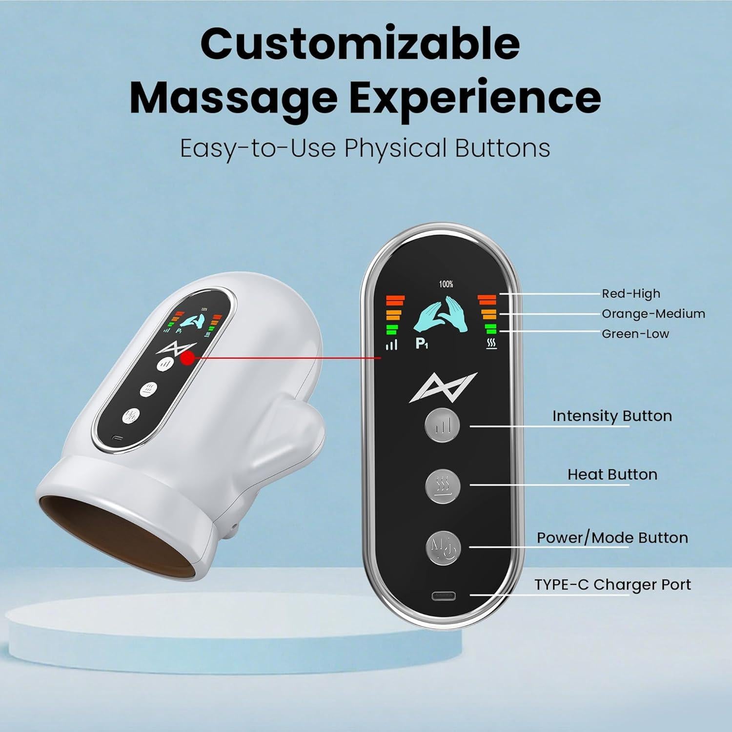 Masajeador de Mano AXV con Calor y Compresión para Artritis