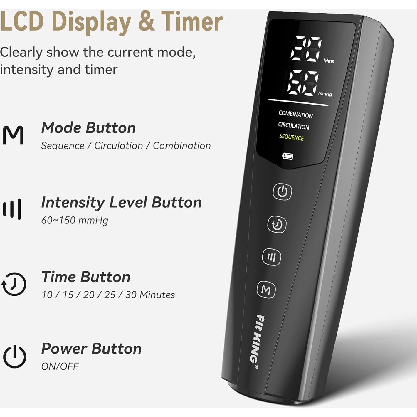 Masajeador de Piernas y Pies FIT KING FT-119A Inalámbrico