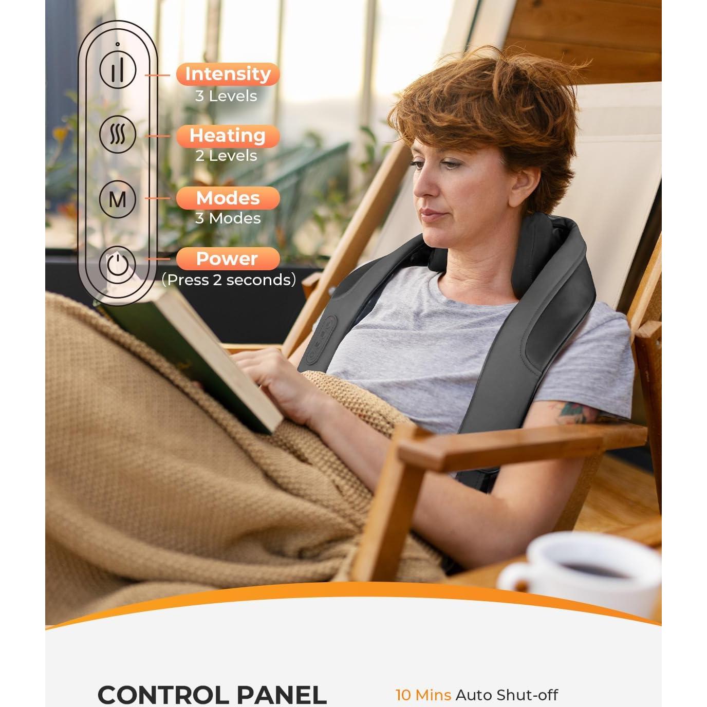 Masajeador de Cuello Inalámbrico CooCoCo CO-6812-GRY con Calor