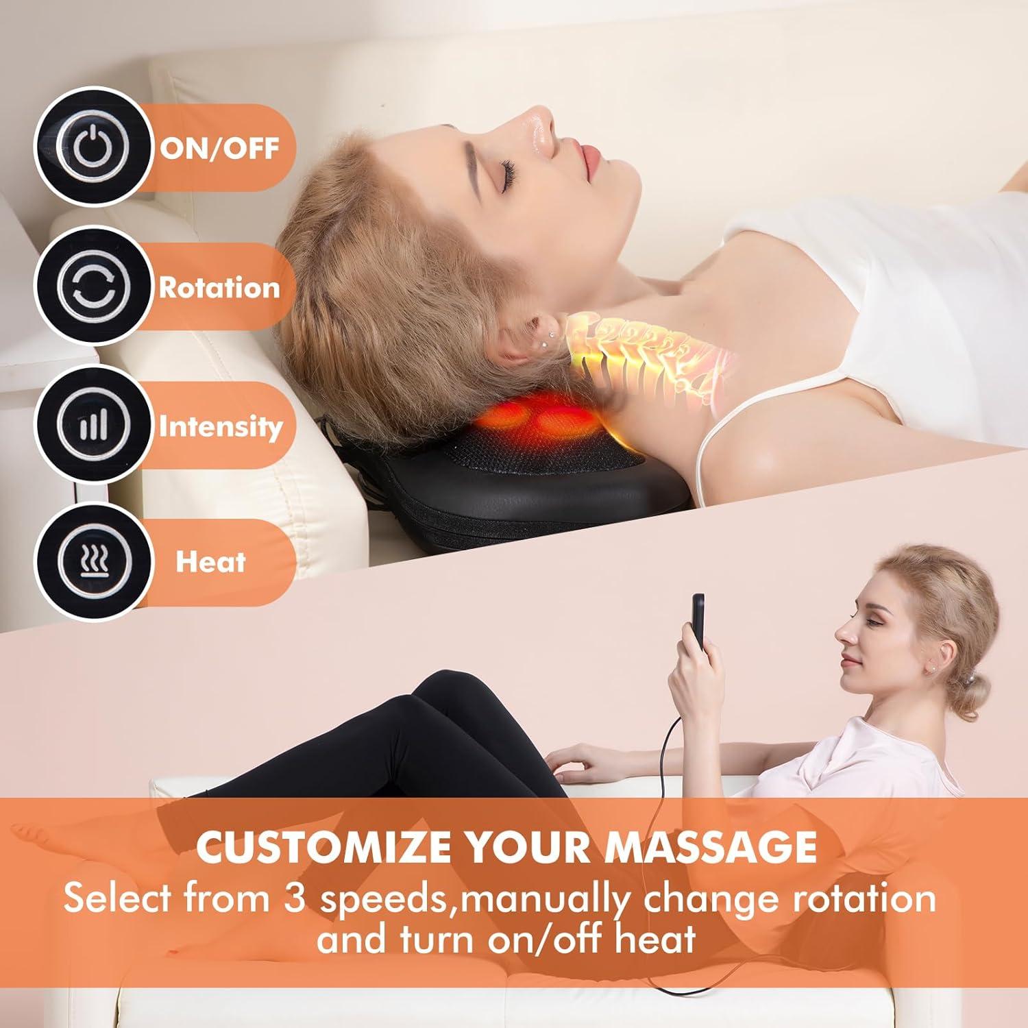 Masajeador Inalámbrico ANHAO con Calor para Espalda y Cuello