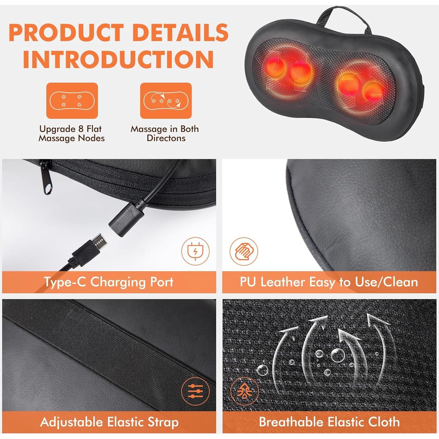 Masajeador Inalámbrico ANHAO con Calor para Espalda y Cuello