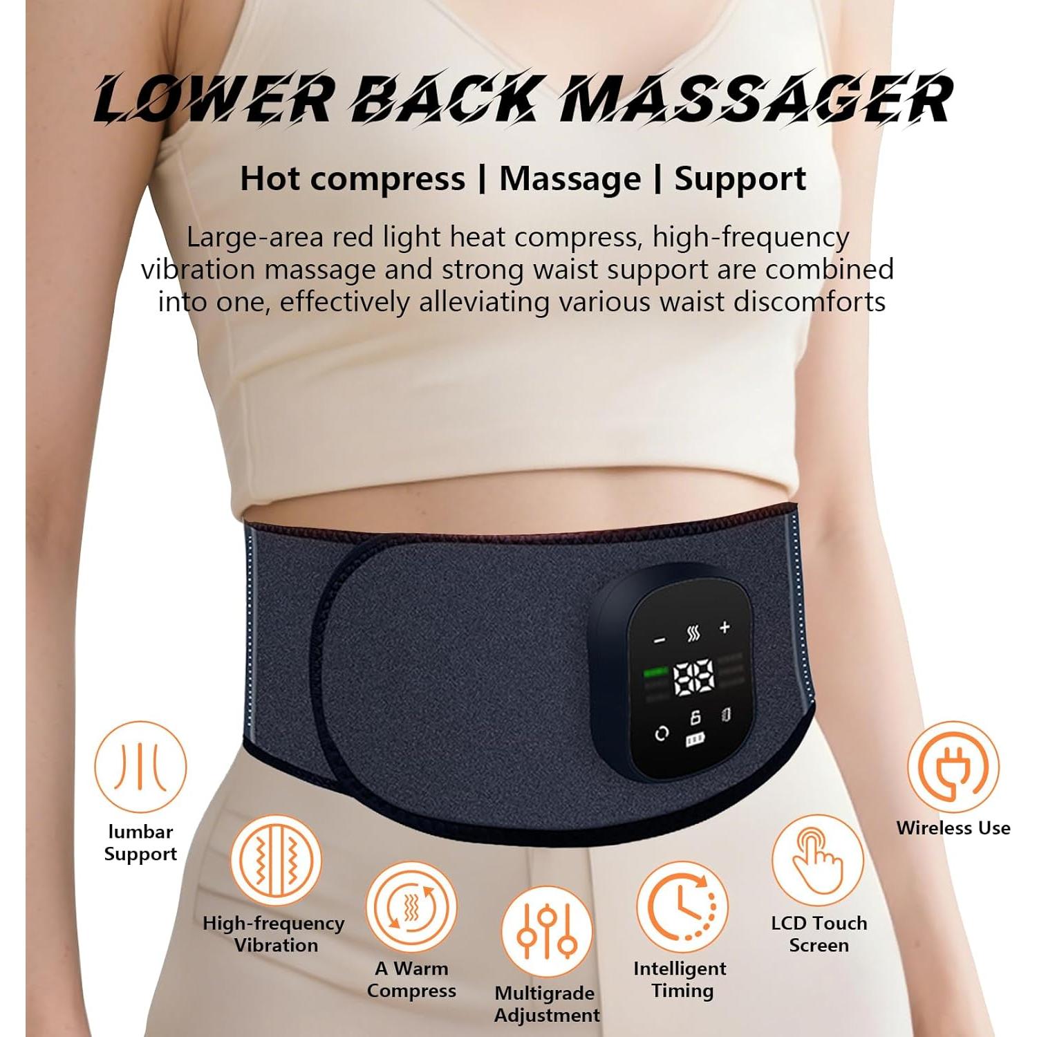 Masajeador de Espalda Inalámbrico Wtruoy con Calor y Vibración