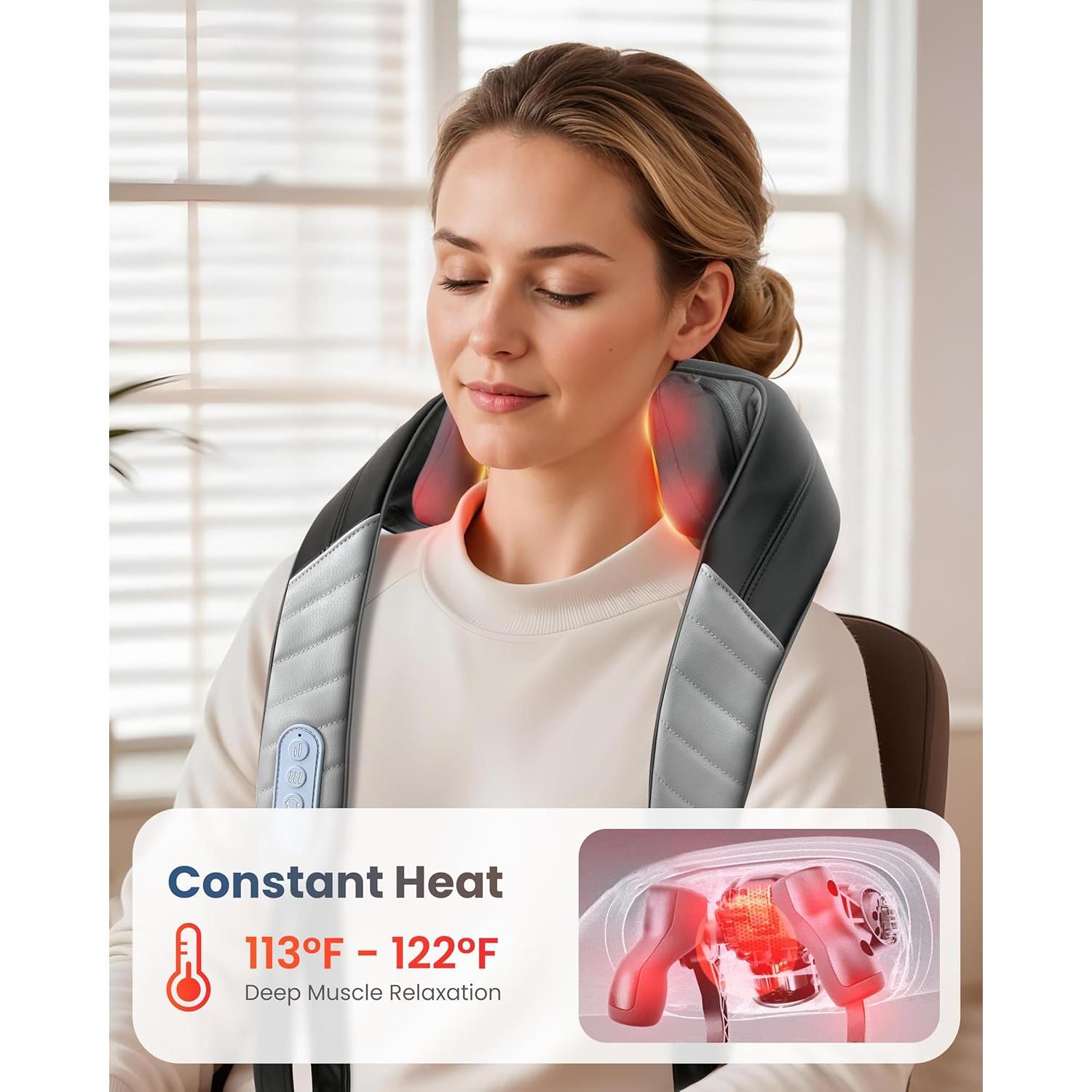 Masajeador de Cuello 4D COMFIER CF-6812 Inalámbrico con Calor