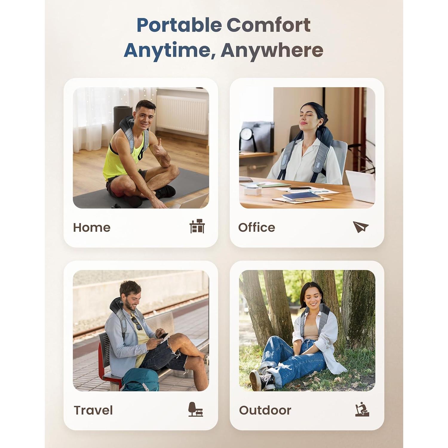 Masajeador de Cuello 4D COMFIER CF-6812 Inalámbrico con Calor