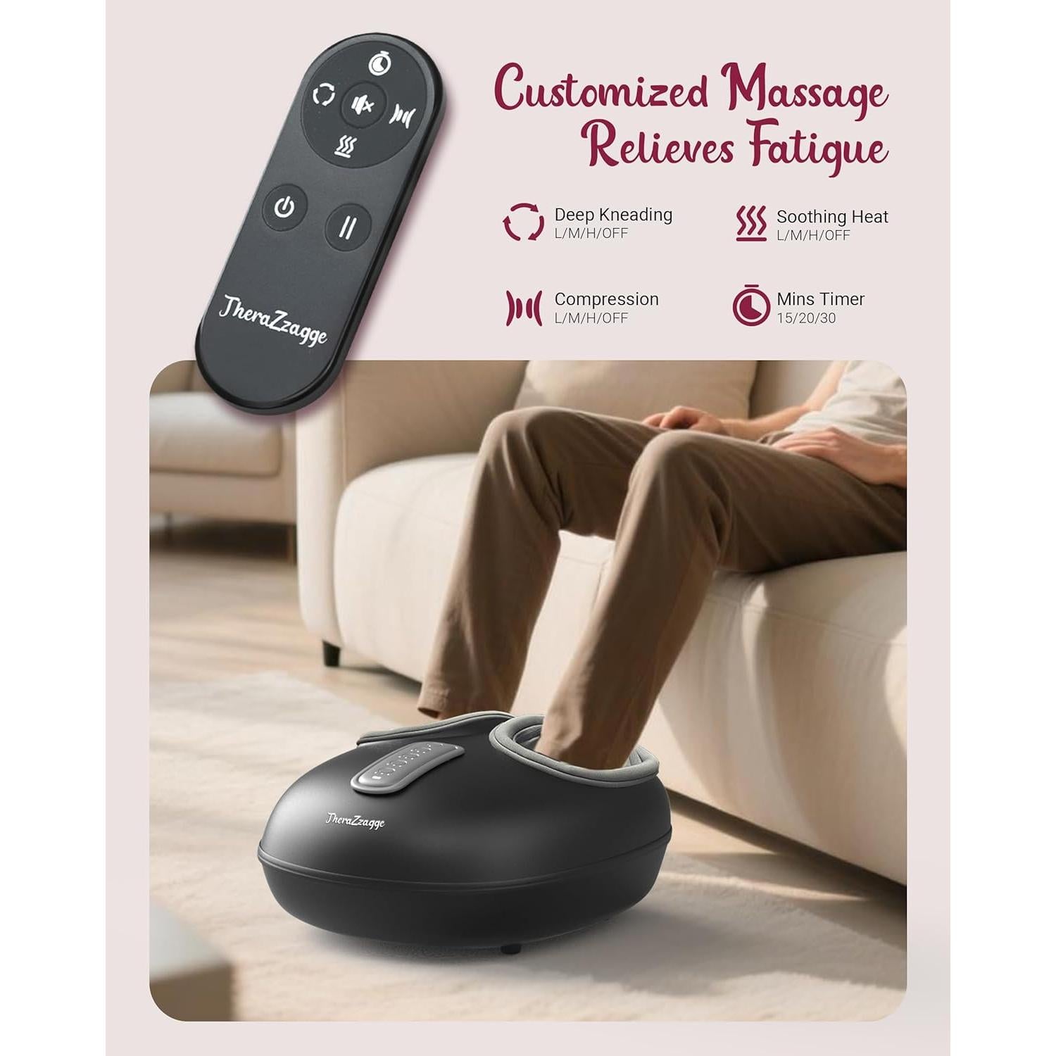 Masajeador de pies THERAZZAGGE TZ-E425B con calor y compresión