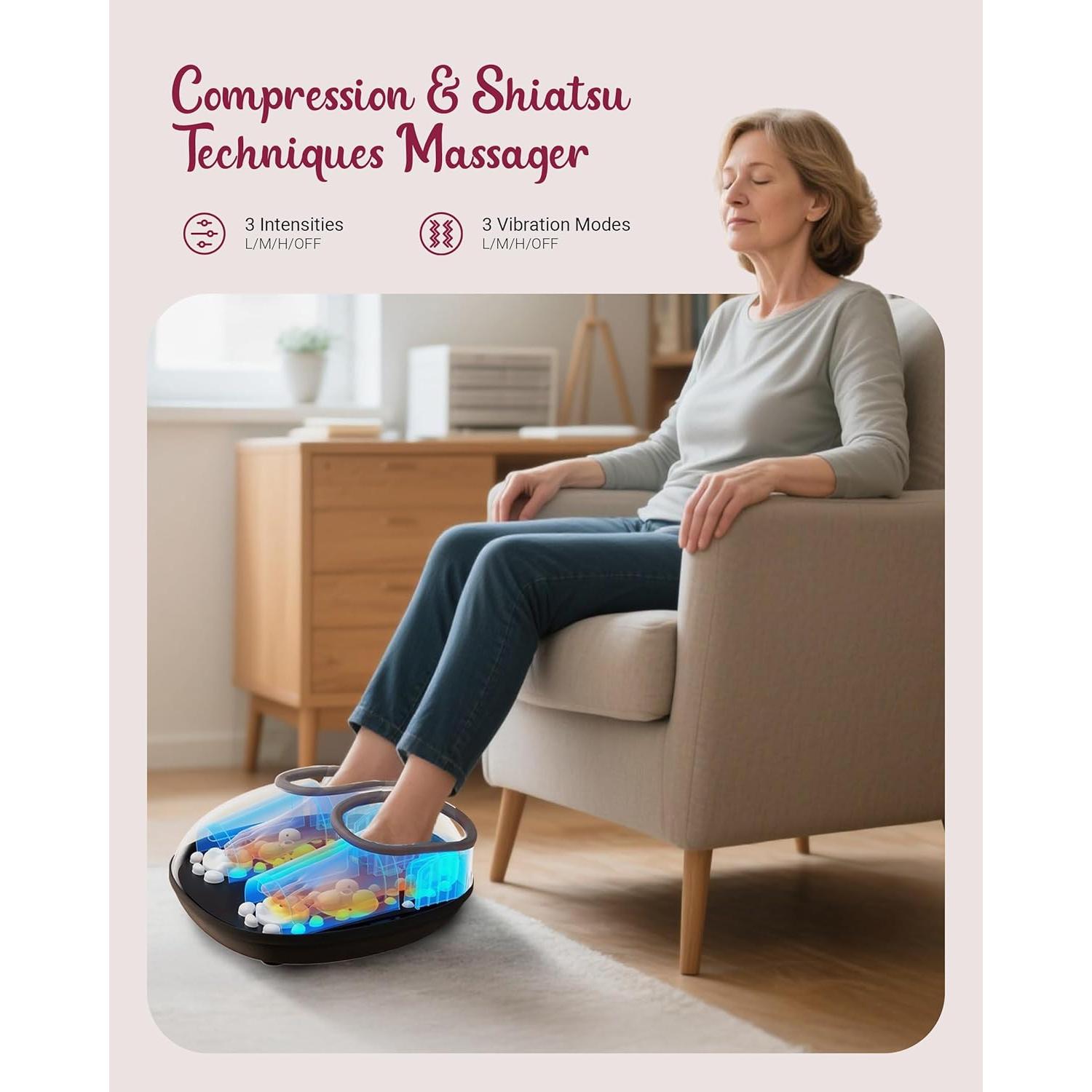 Masajeador de pies THERAZZAGGE TZ-E425B con calor y compresión