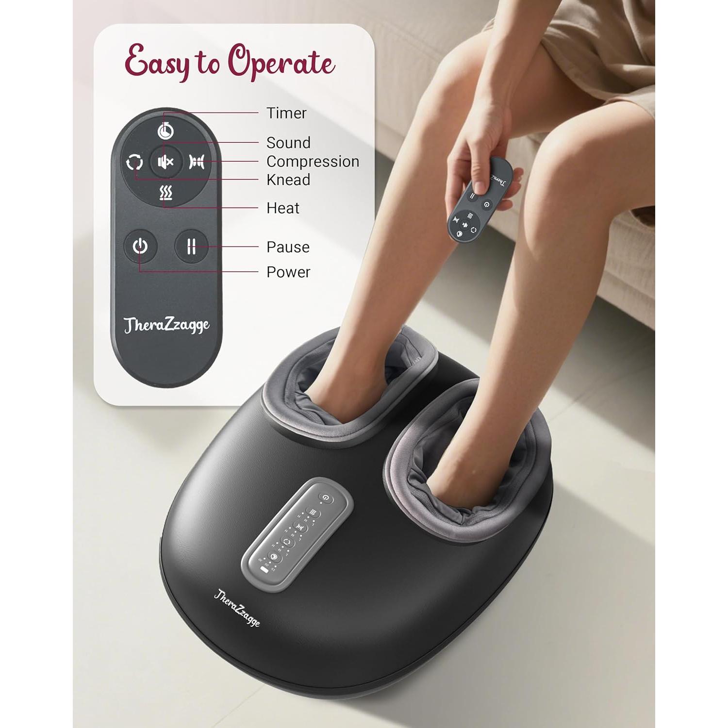 Masajeador de pies THERAZZAGGE TZ-E425B con calor y compresión