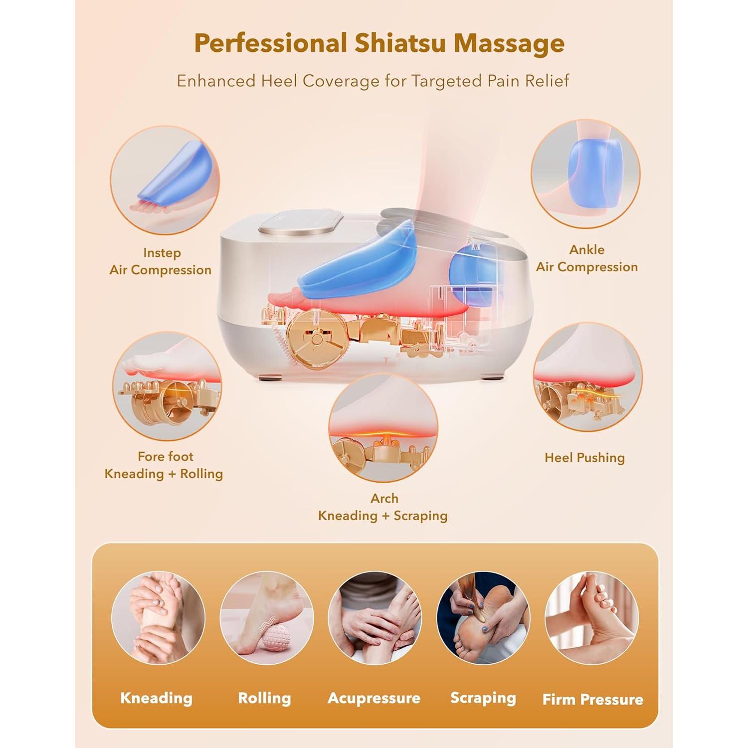 Masajeador de pies KNQZE con calor y control remoto - Oro