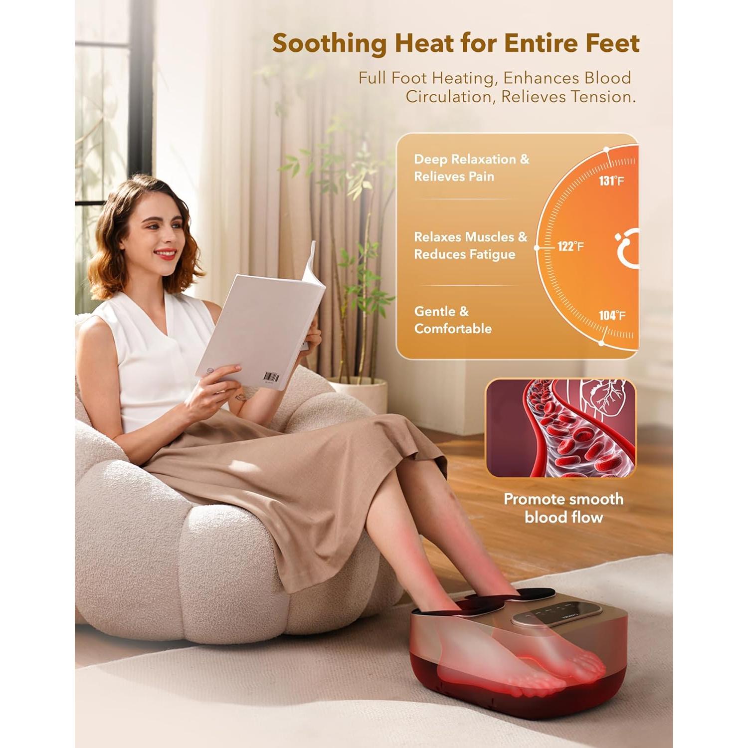 Masajeador de pies KNQZE con calor y control remoto - Oro