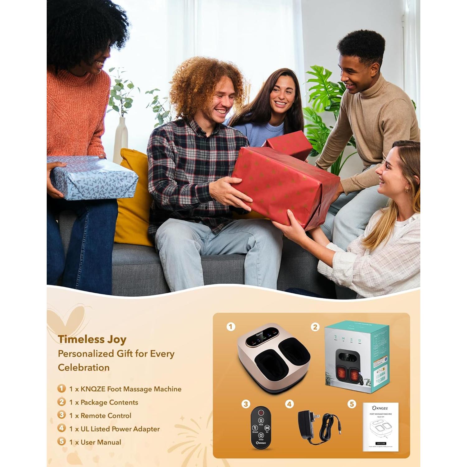 Masajeador de pies KNQZE con calor y control remoto - Oro