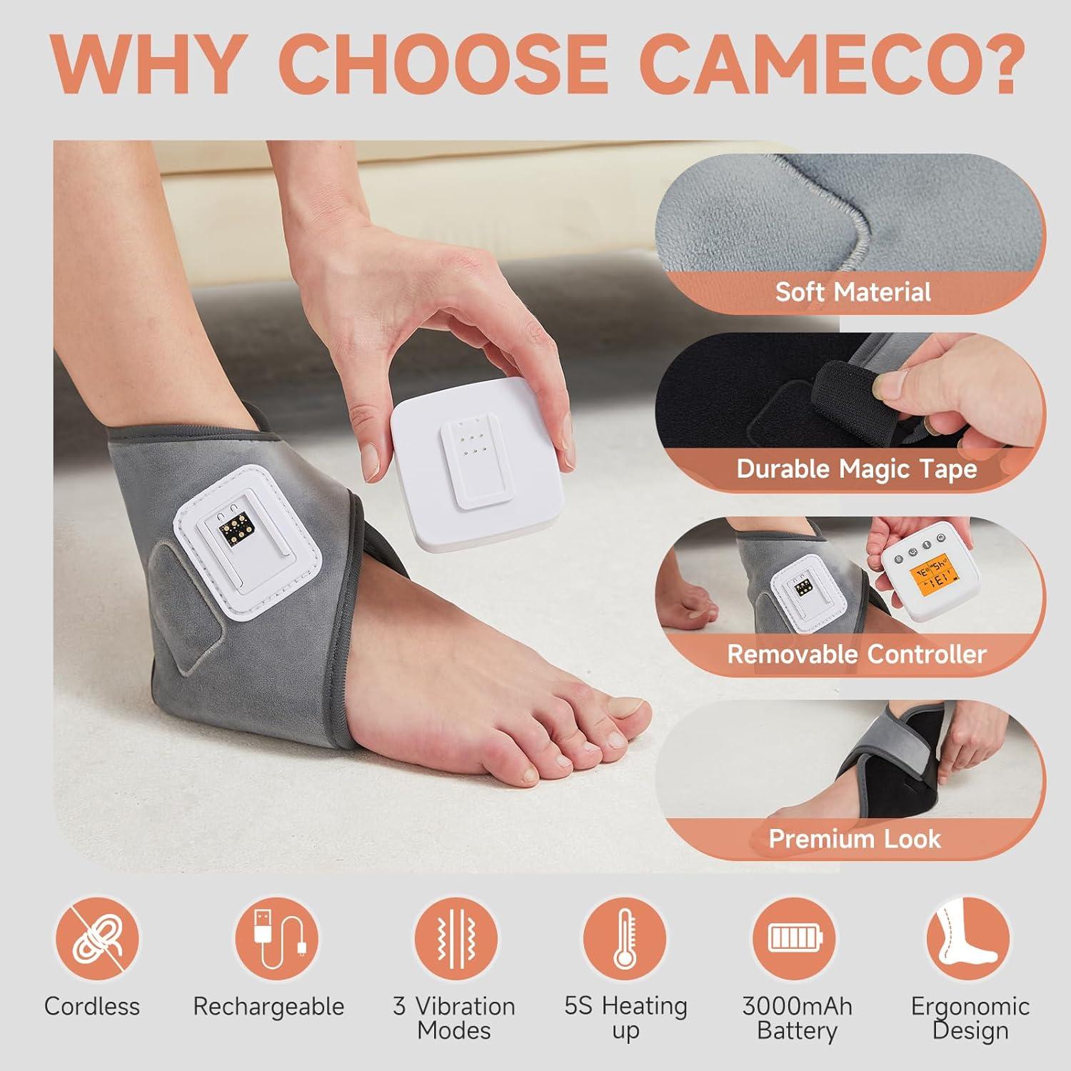 Masajeador de Tobillo Inalámbrico CAMECO con Calor y Vibración