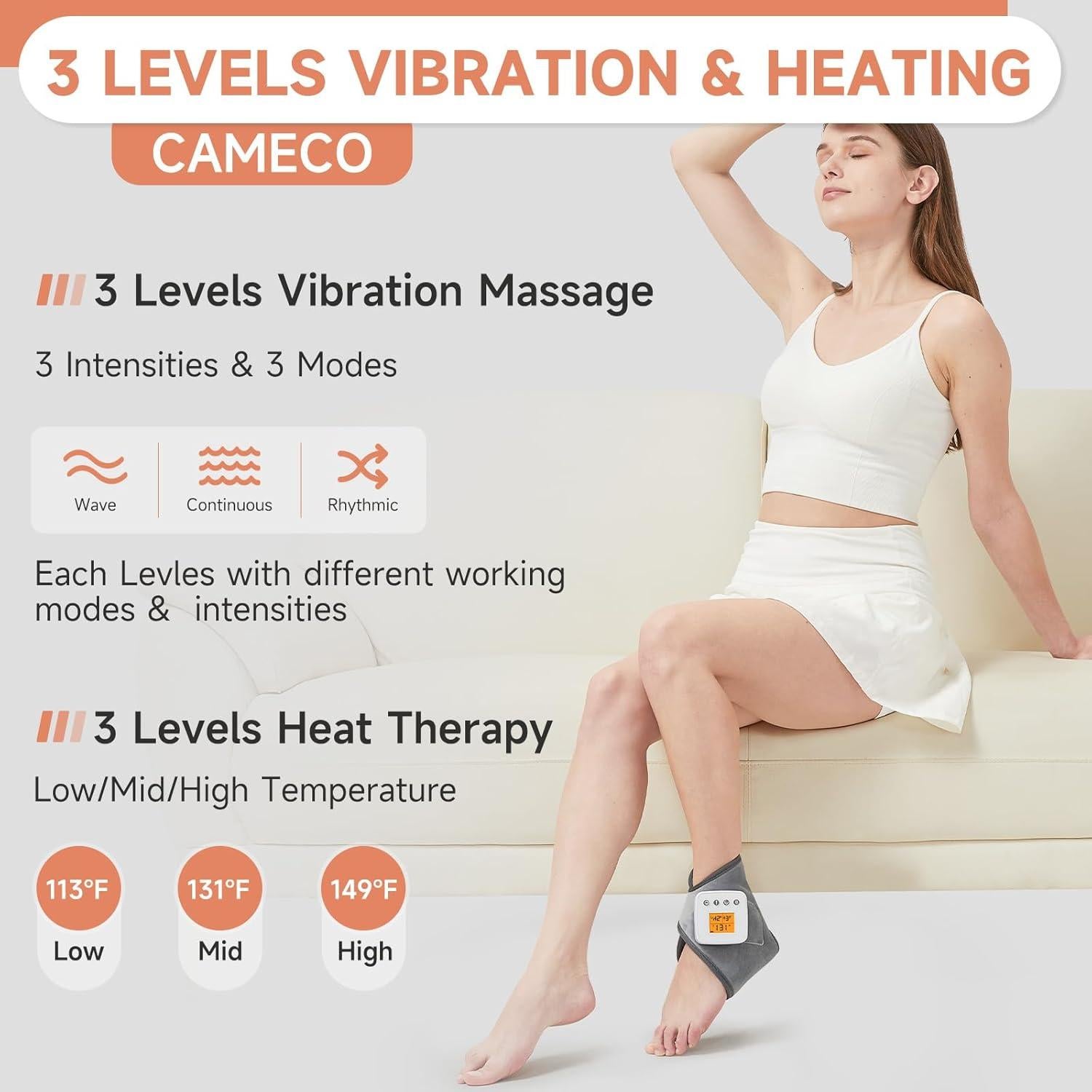 Masajeador de Tobillo Inalámbrico CAMECO con Calor y Vibración