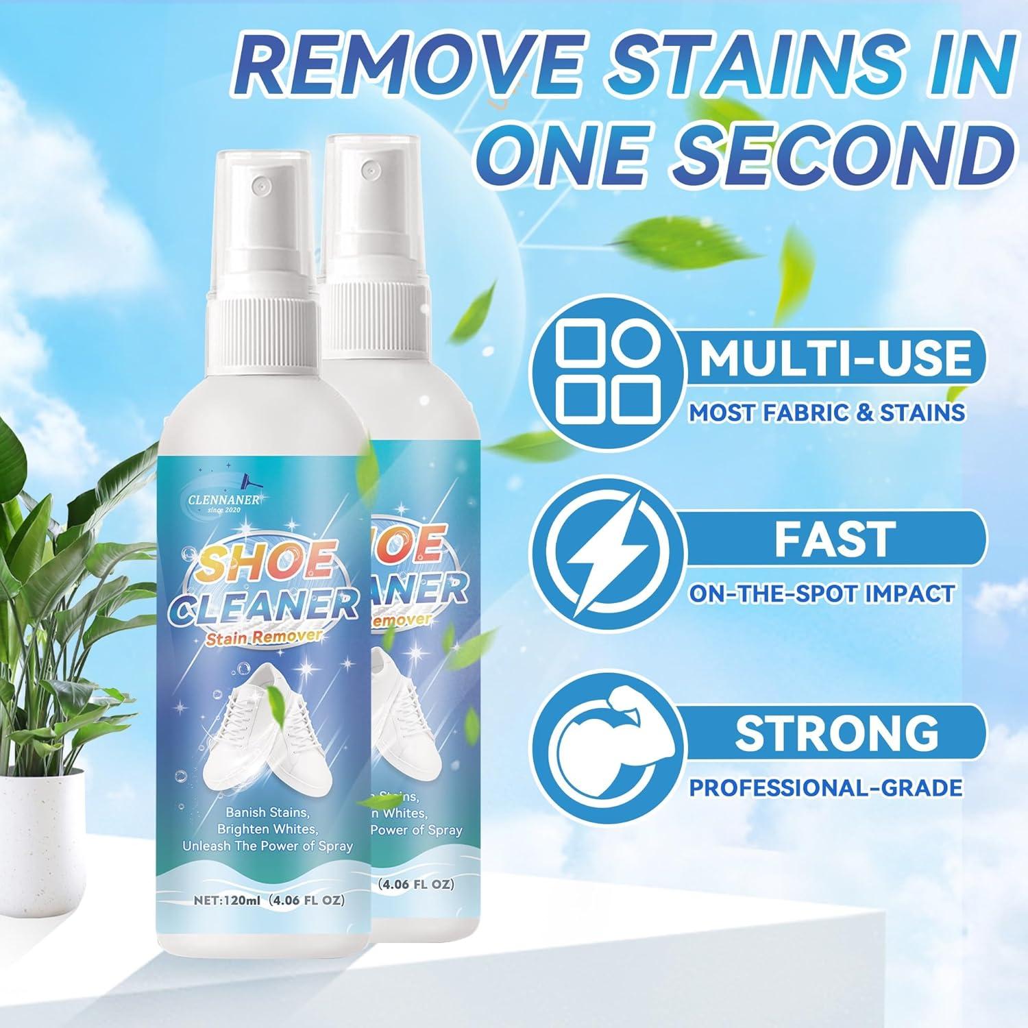 Kit de Limpieza de Zapatos Clennaner - 2 Botellas 115ml, Cepillo y Paño