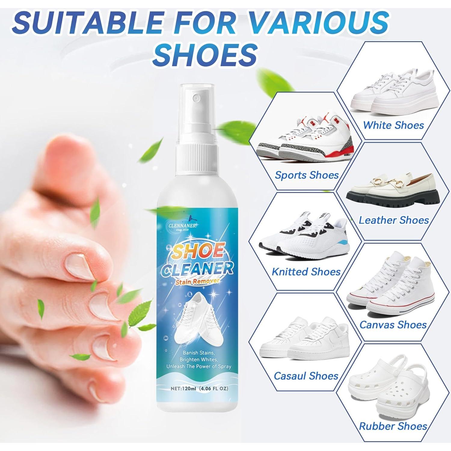 Kit de Limpieza de Zapatos Clennaner - 2 Botellas 115ml, Cepillo y Paño