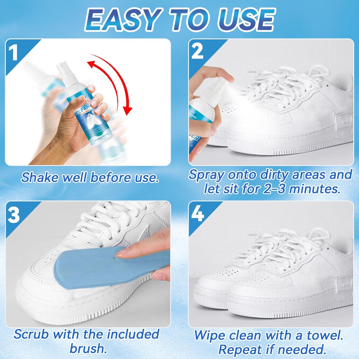 Kit de Limpieza de Zapatos Clennaner - 2 Botellas 115ml, Cepillo y Paño