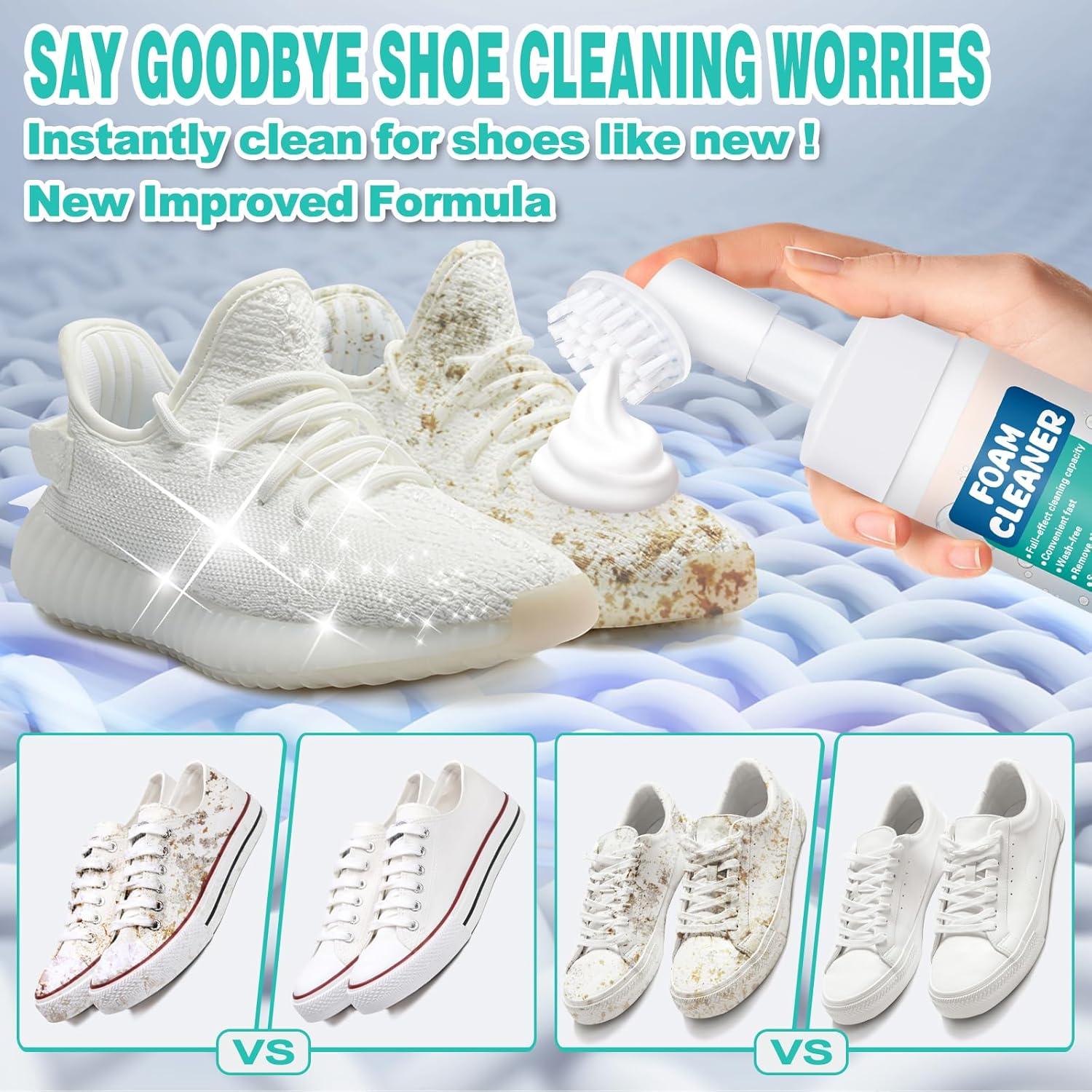 Kit Limpiador de Zapatos Blancos con Cepillo y Toalla - Espuma Sin Enjuague