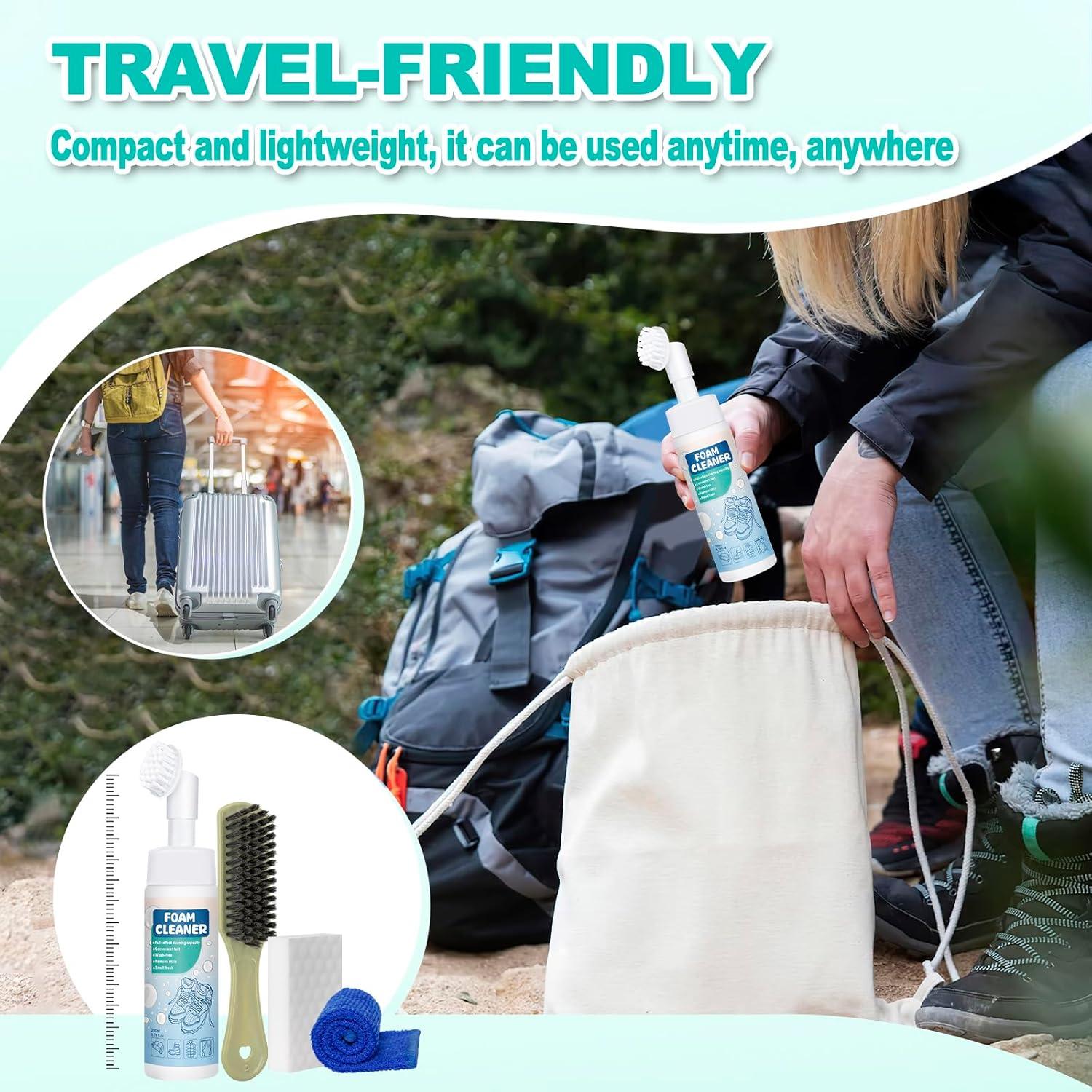 Kit Limpiador de Zapatos Blancos con Cepillo y Toalla - Espuma Sin Enjuague