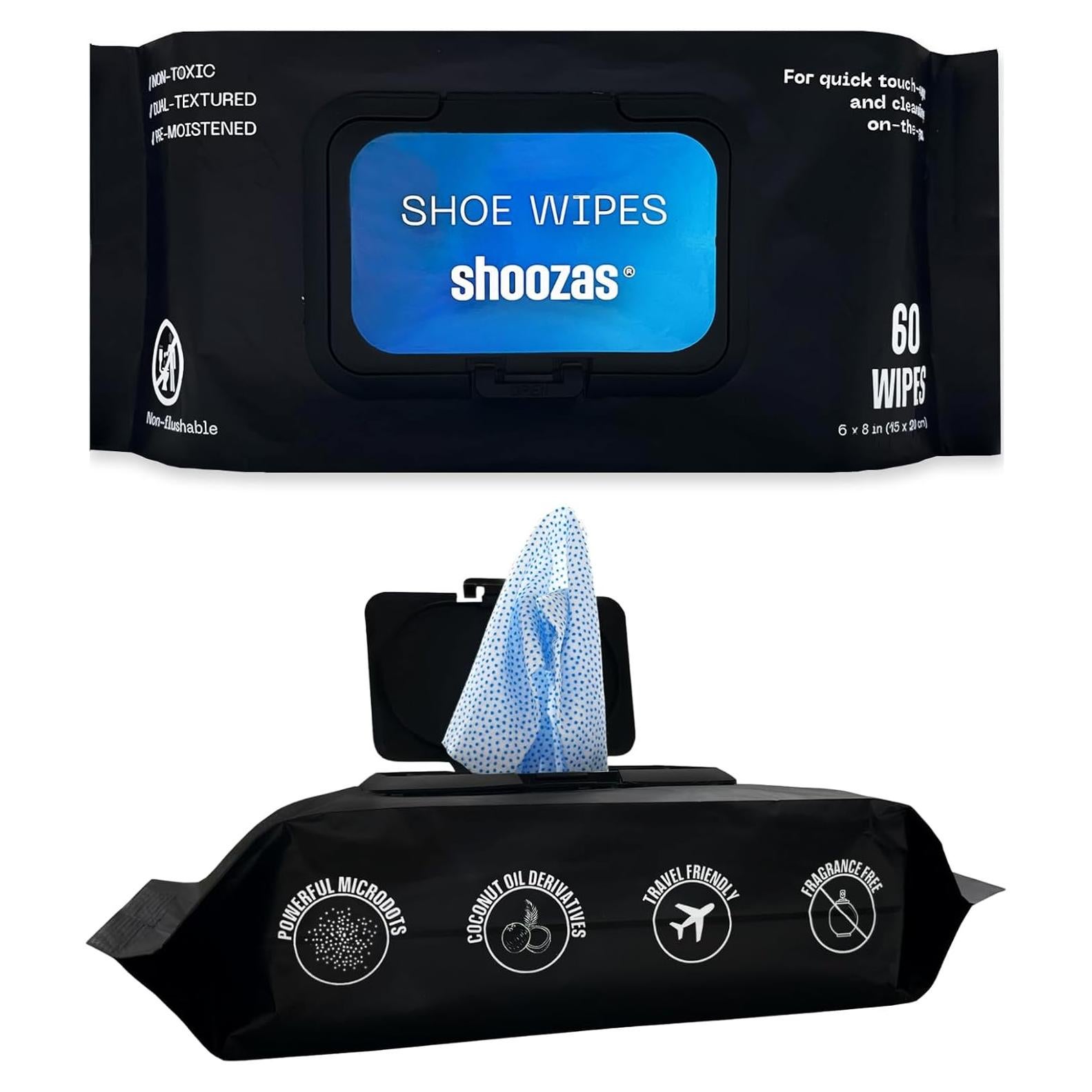Toallitas Limpiadoras Shoozas - Paquete de 2 (60 Toallitas) para Zapatos