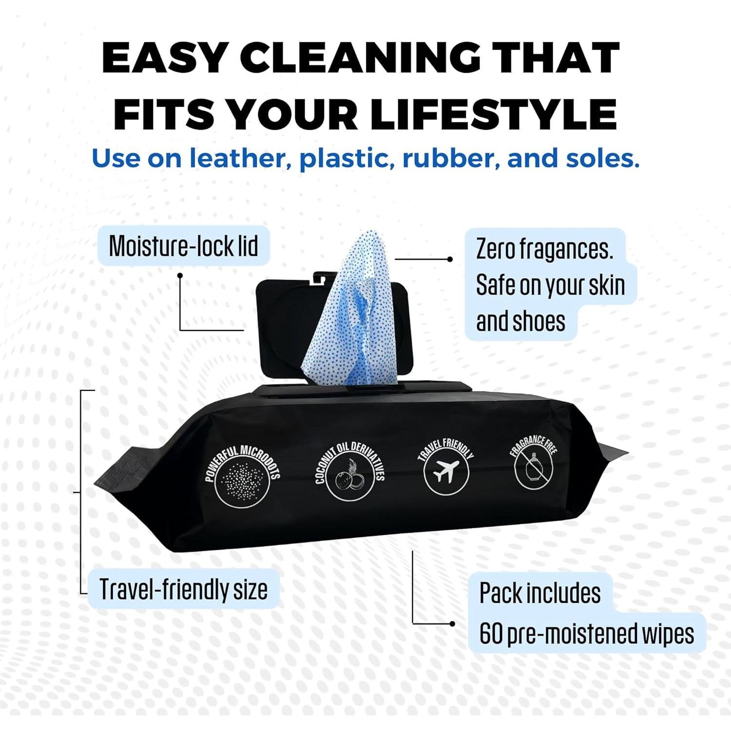 Toallitas Limpiadoras Shoozas - Paquete de 2 (60 Toallitas) para Zapatos