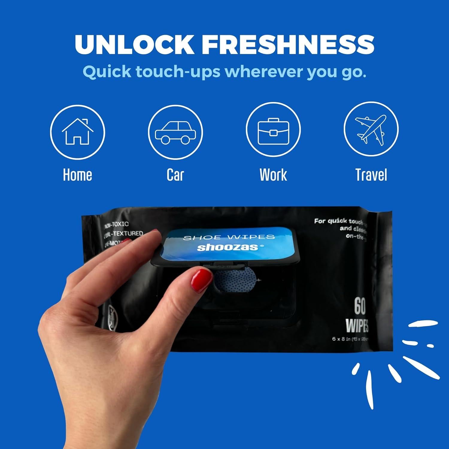 Toallitas Limpiadoras Shoozas - Paquete de 2 (60 Toallitas) para Zapatos
