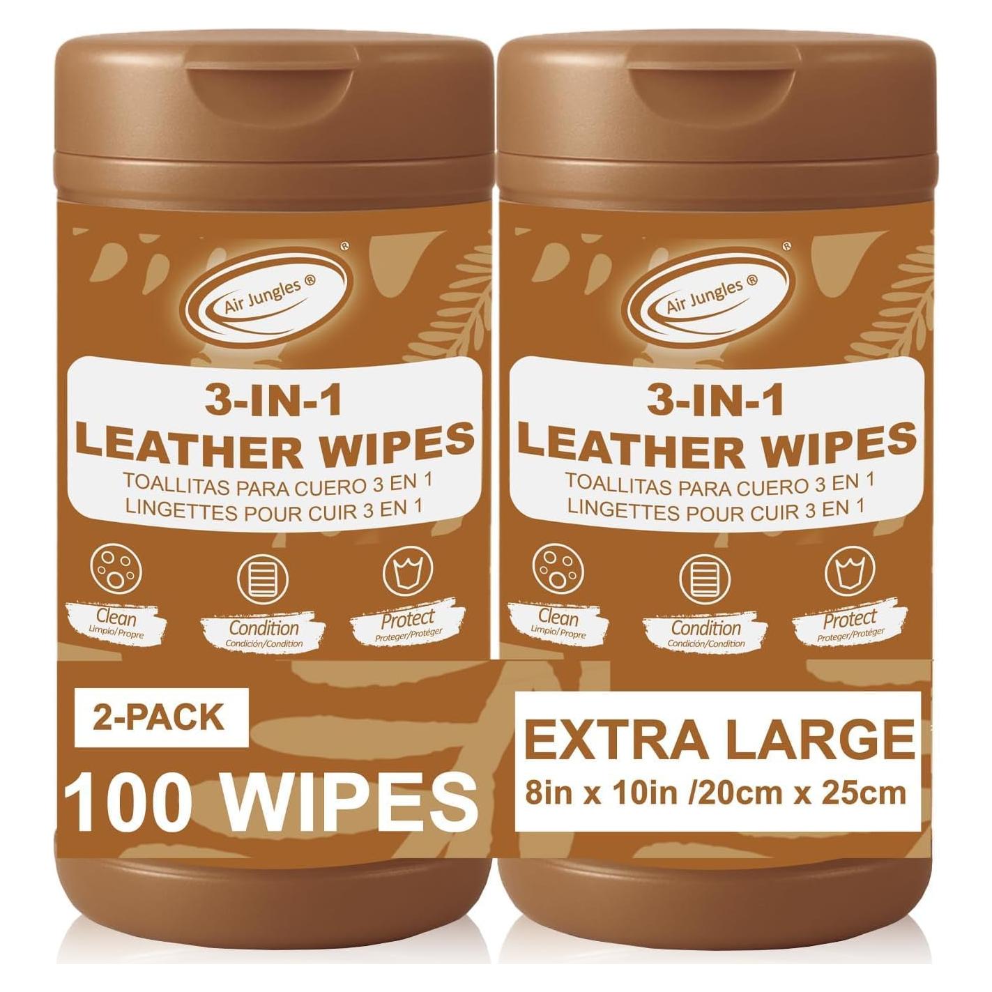 Limpiador de Cuero Air Jungles 3en1 Toallitas 100 Unidades