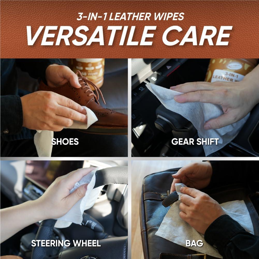 Limpiador de Cuero Air Jungles 3en1 Toallitas 100 Unidades