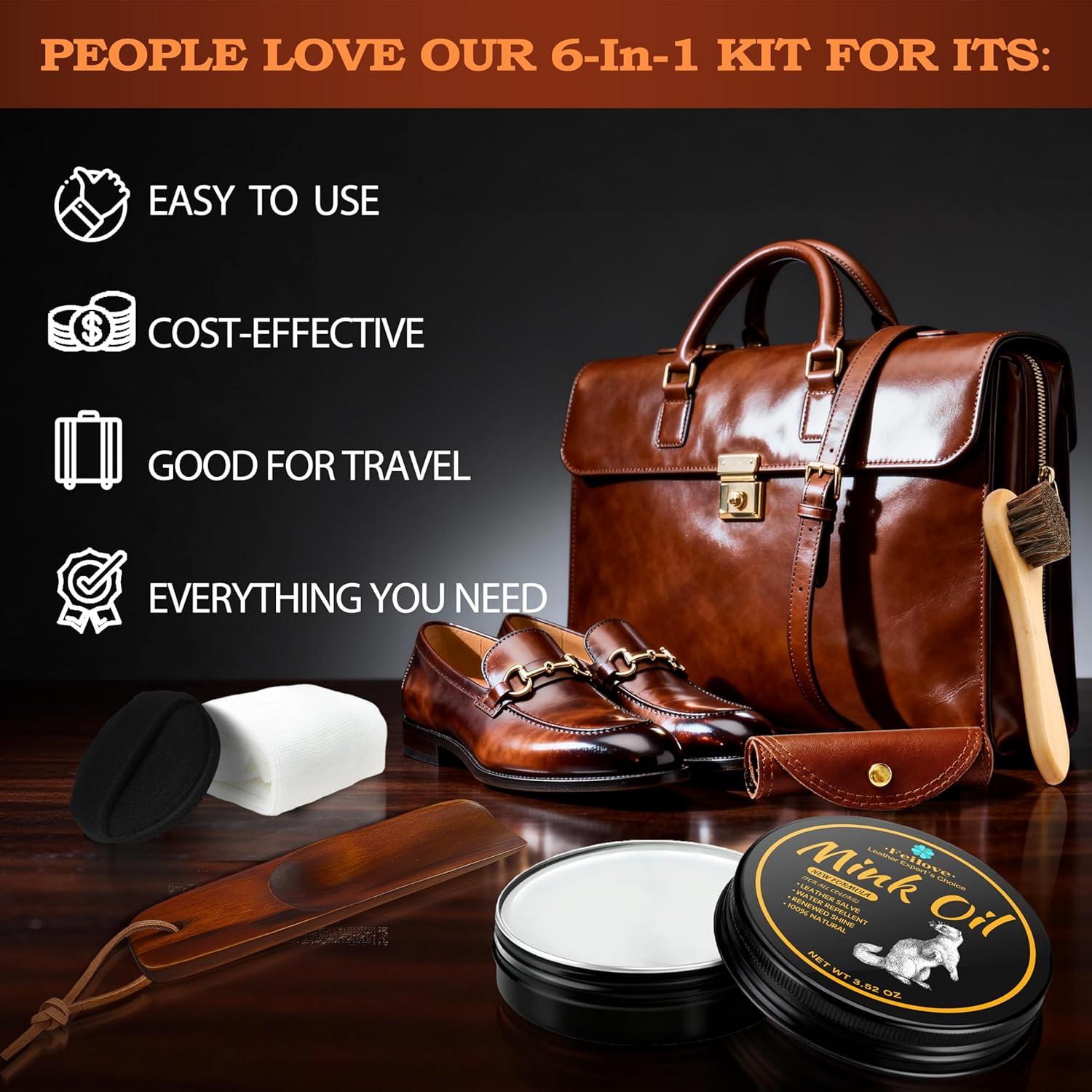 Acondicionador y Limpiador de Cuero Feilove 6 en 1 Aceite de Visón