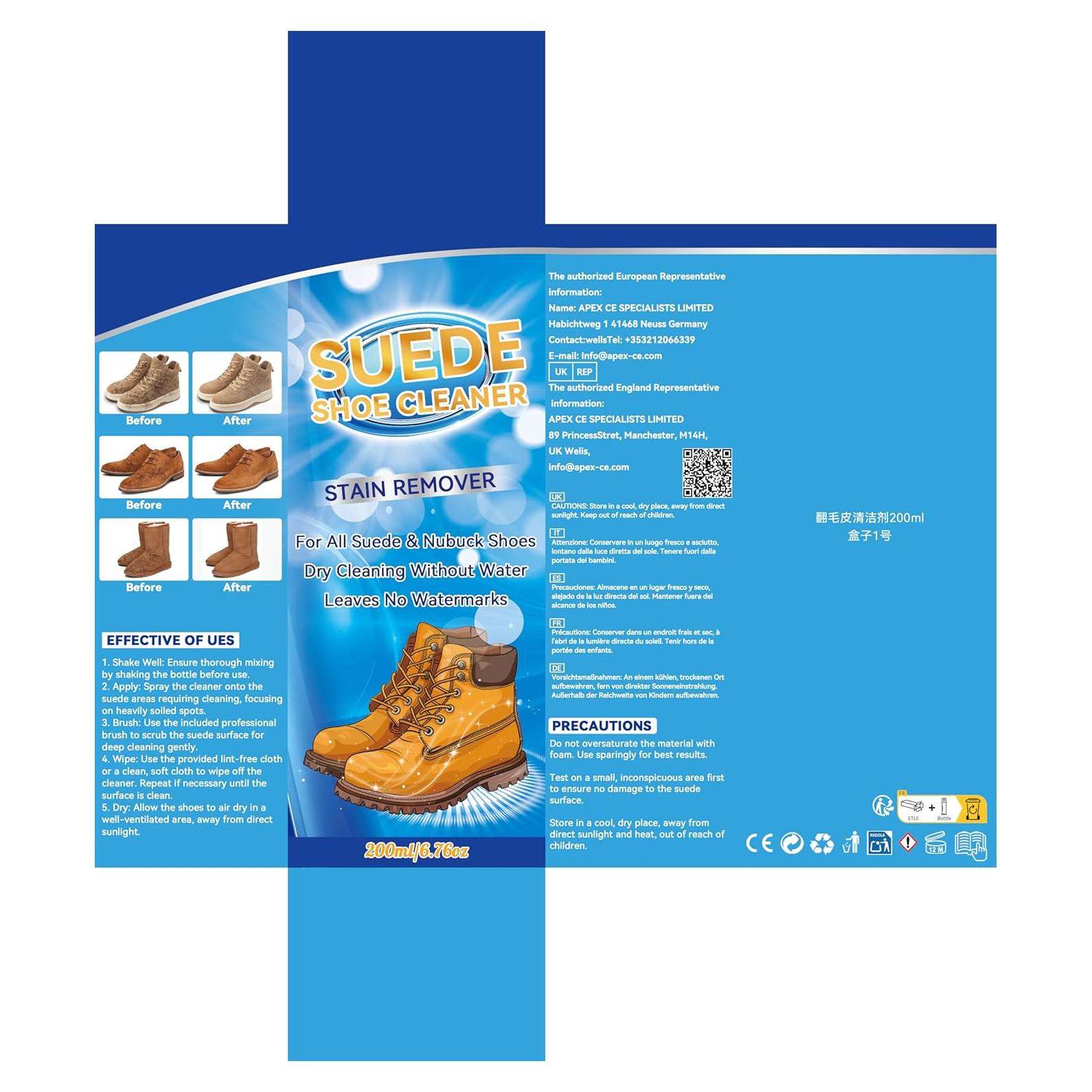 Limpiador de zapatos de gamuza Nexkayee 191 g con cepillo y toalla