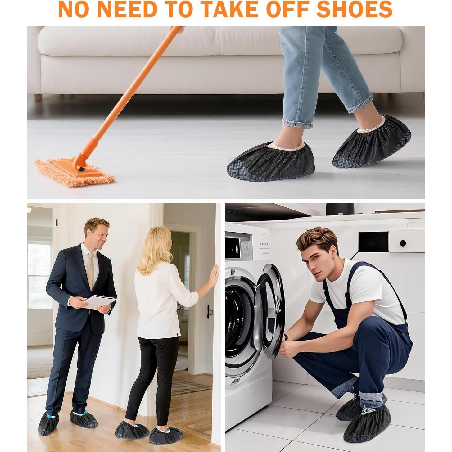 Cubiertas de Zapatos Desechables DclobTop 100 Paquete Negro