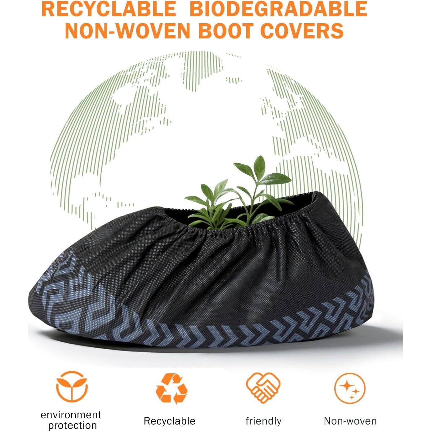 Cubiertas de Zapatos Desechables DclobTop 100 Paquete Negro