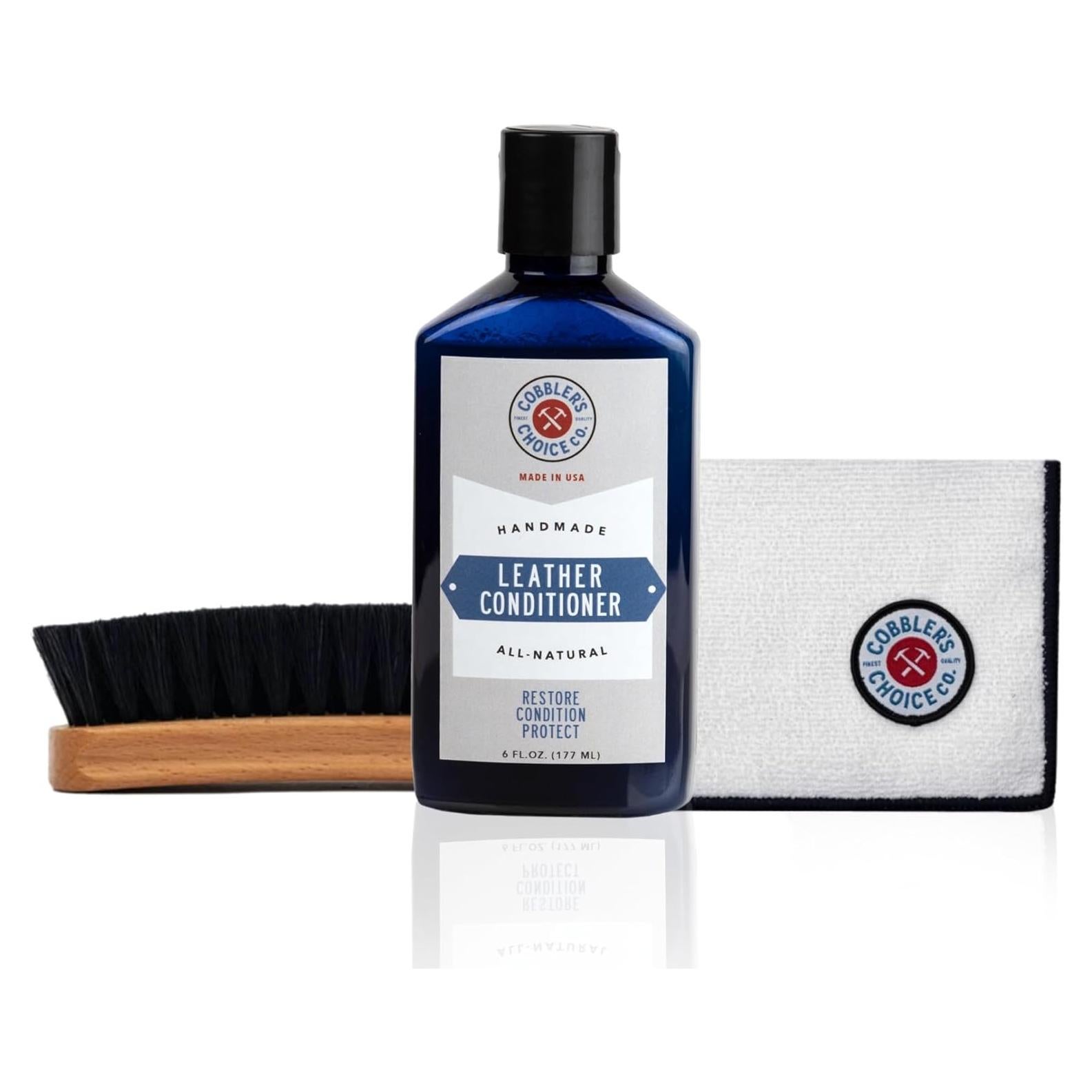 Kit de Cuidado de Cuero Cobbler's Choice - Acondicionador, Cepillo y Paño