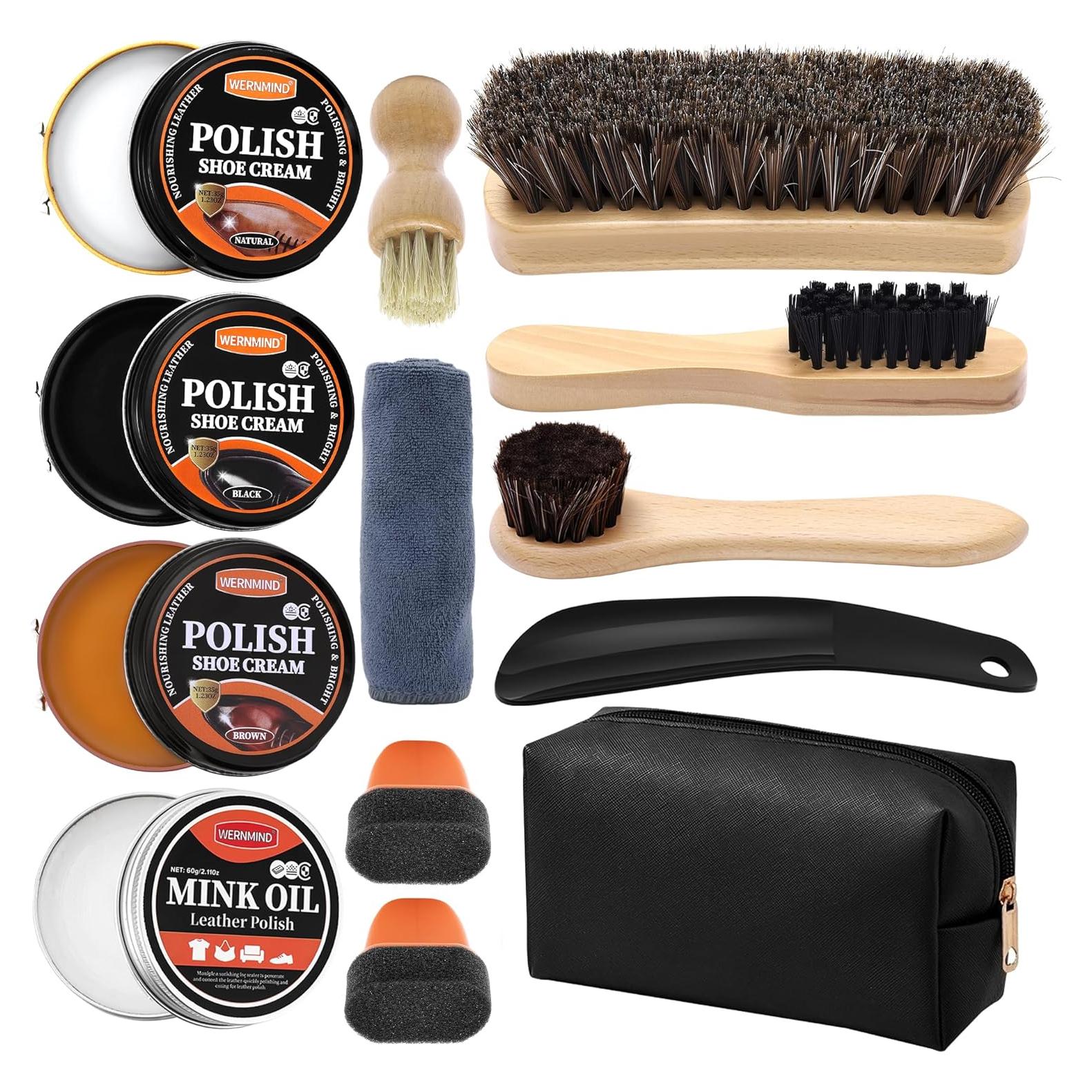 Kit de Cera para Zapatos WERNMIND 13 Piezas Negro y Marrón