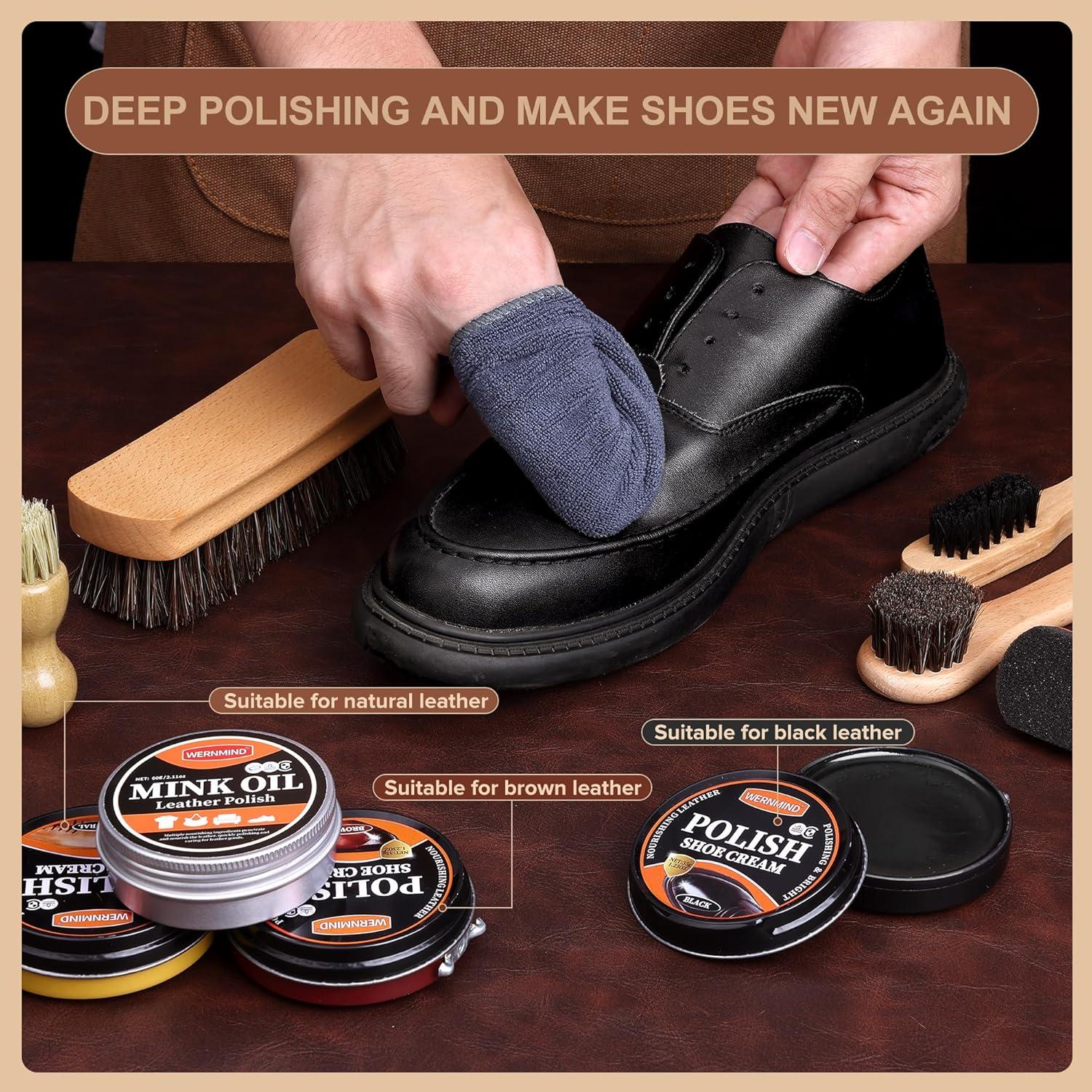 Kit de Cera para Zapatos WERNMIND 13 Piezas Negro y Marrón