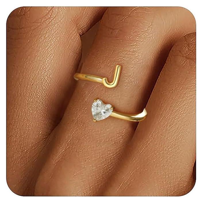Anillo Ajustable de Iniciales Baño Oro 18K para Mujeres
