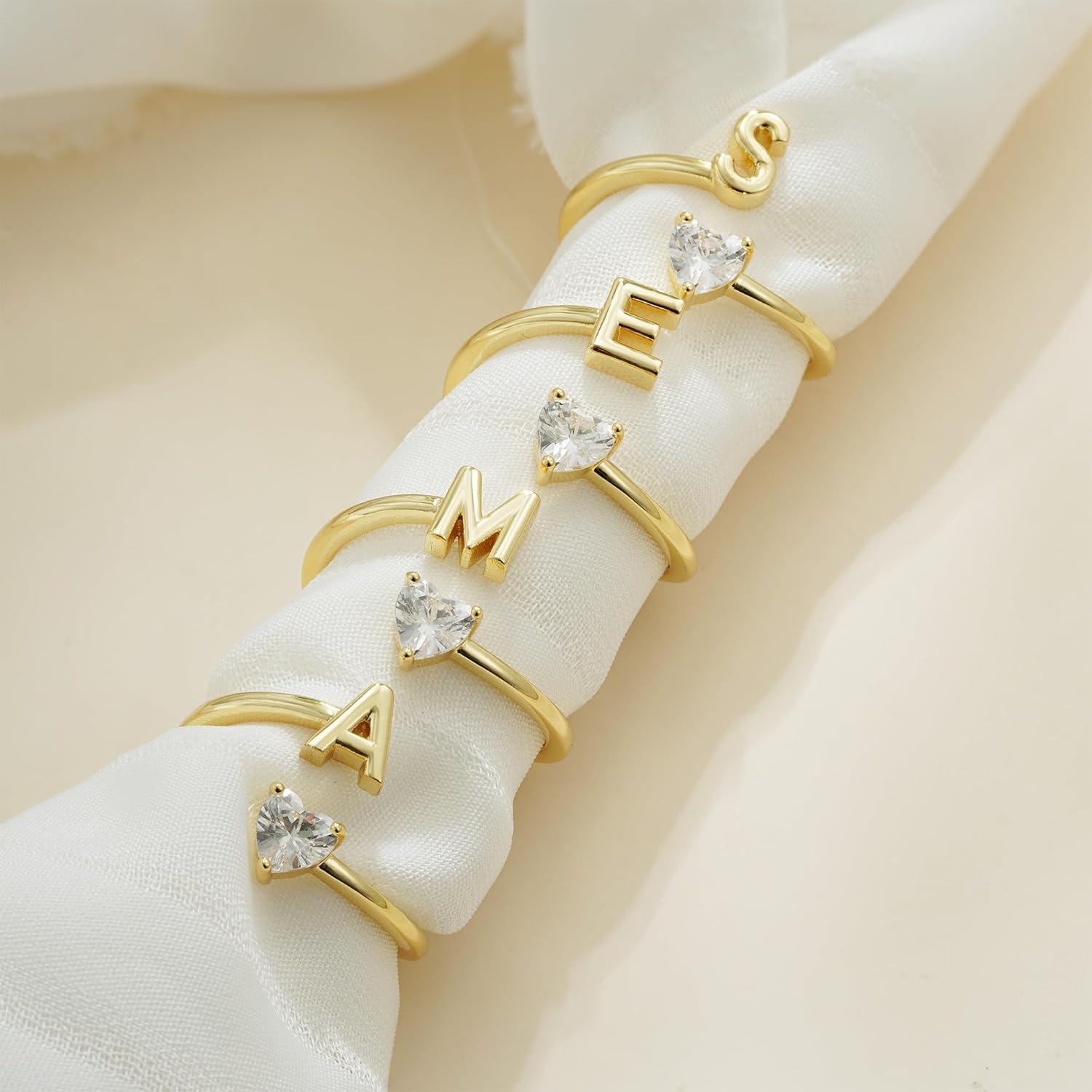 Anillo Ajustable de Iniciales Baño Oro 18K para Mujeres