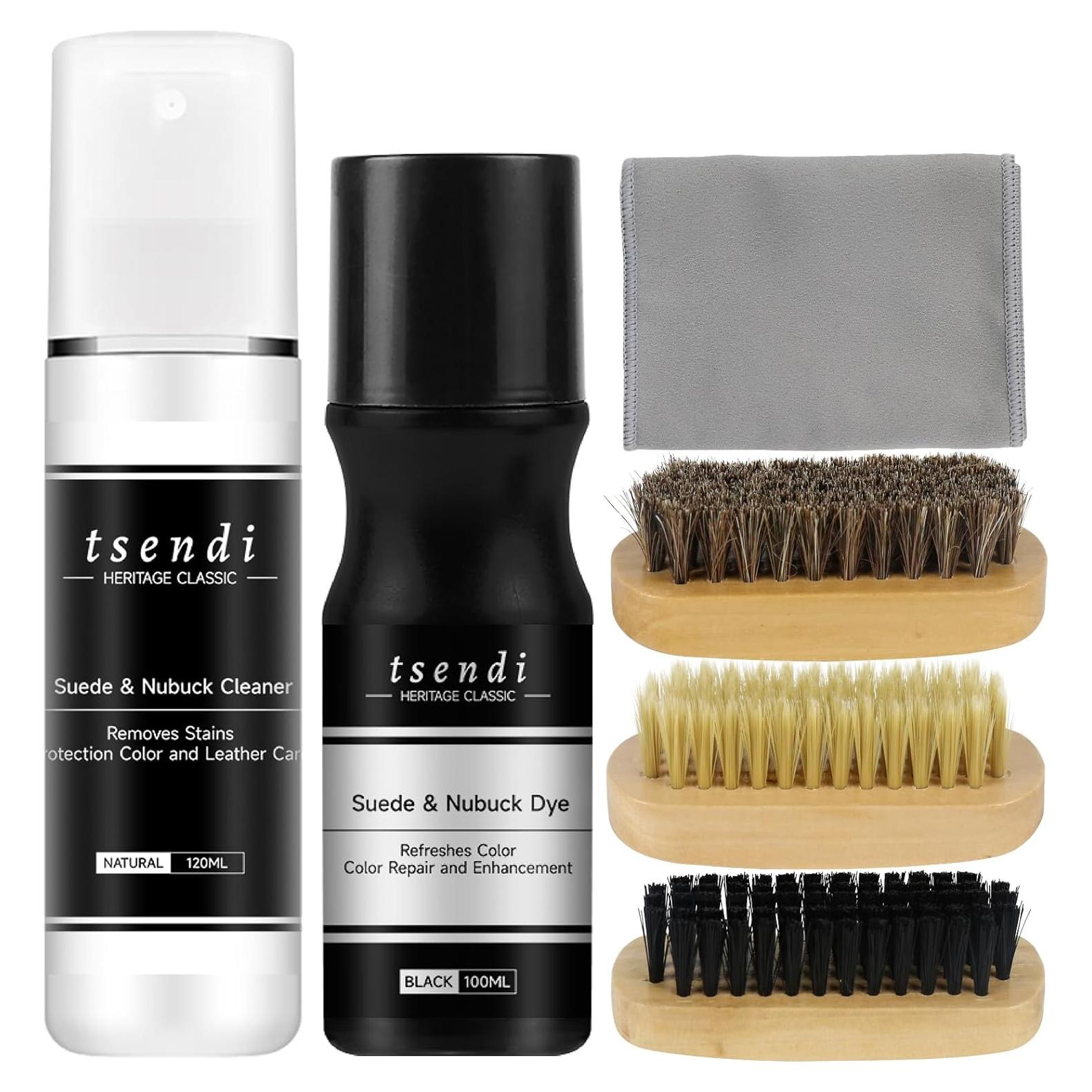 Kit de Cuidado de Zapatos de Ante Negro Tsendi - Limpiador y Betún