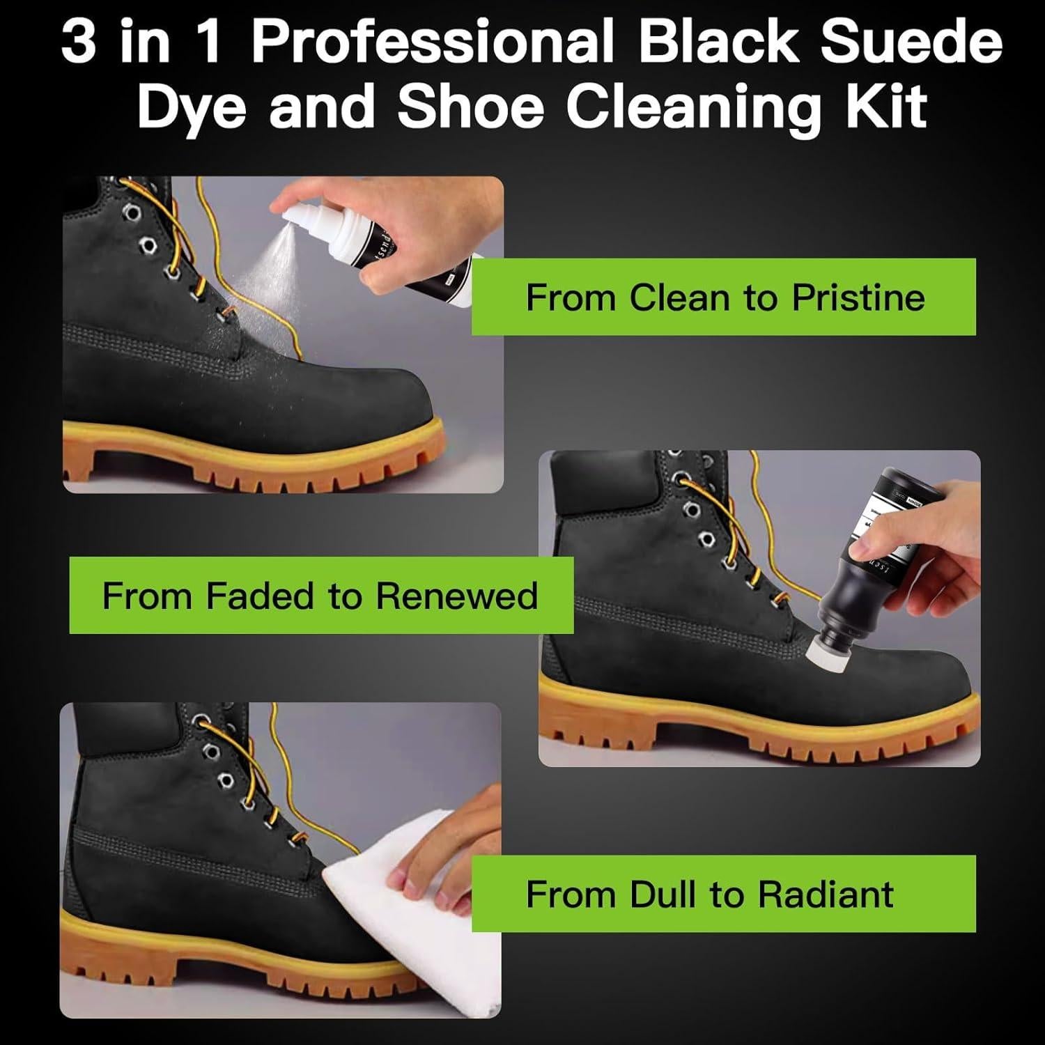 Kit de Cuidado de Zapatos de Ante Negro Tsendi - Limpiador y Betún