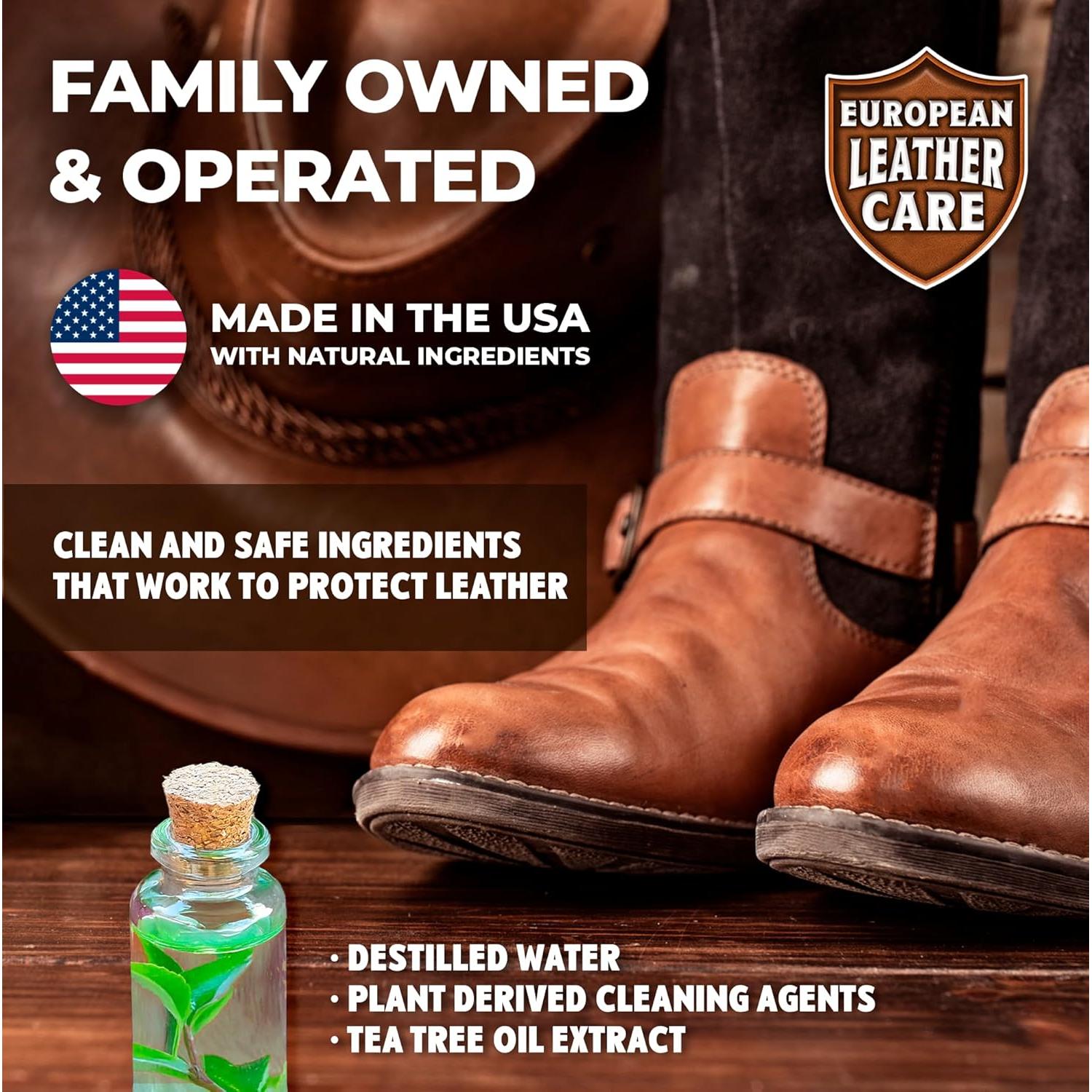 Limpiador de cuero European Leather Care 113g - Acondicionador y removedor de manchas