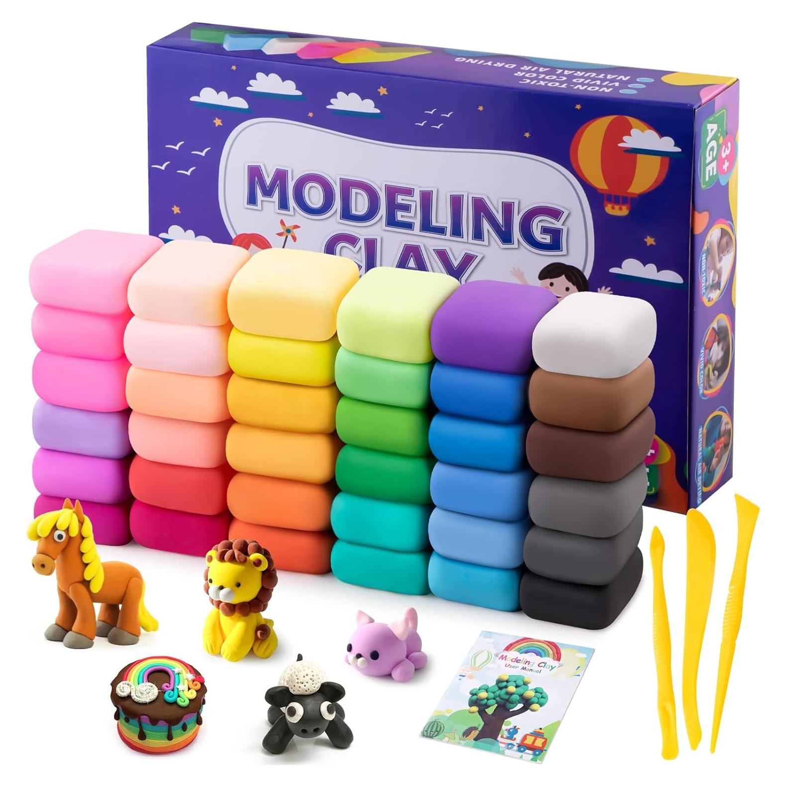 Kit de Arcilla Secada al Aire Exptolii 36 Colores y 3 Herramientas