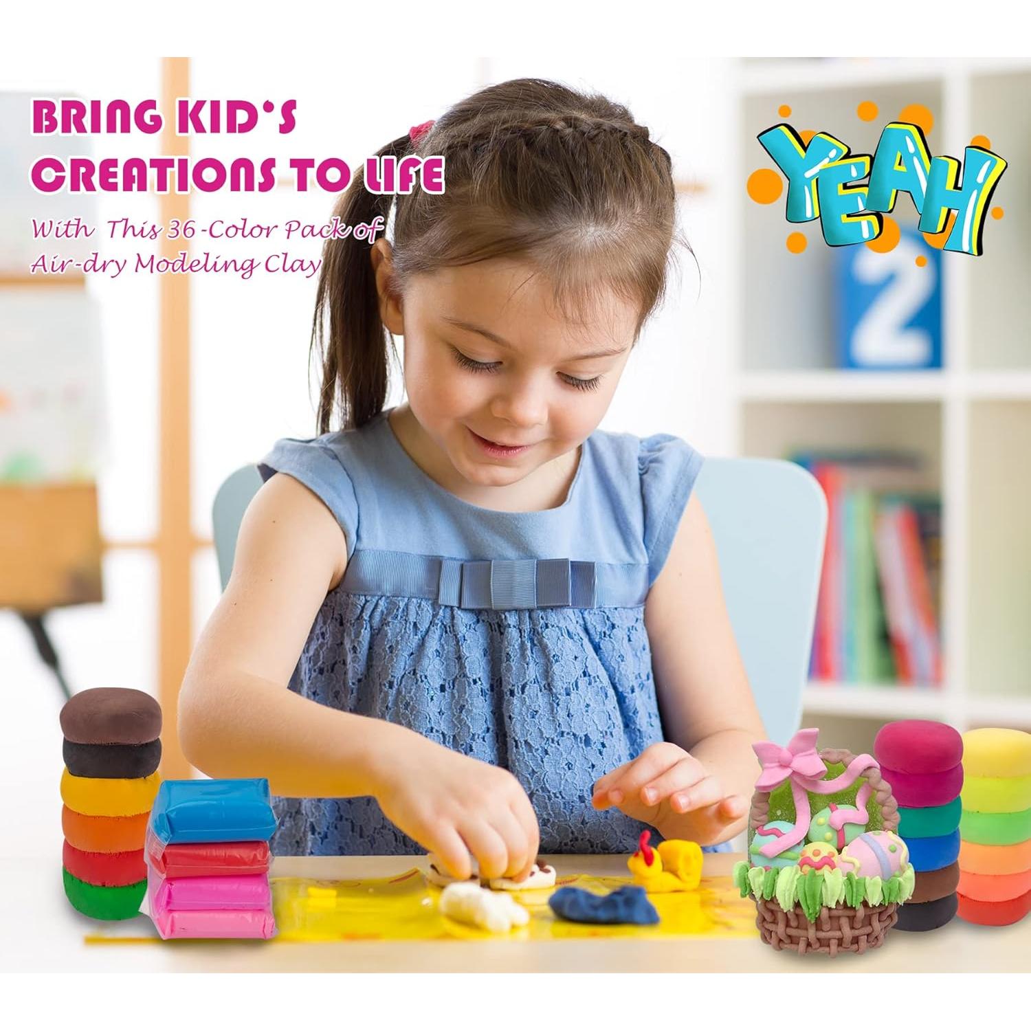 Kit de Arcilla Secada al Aire Exptolii 36 Colores y 3 Herramientas