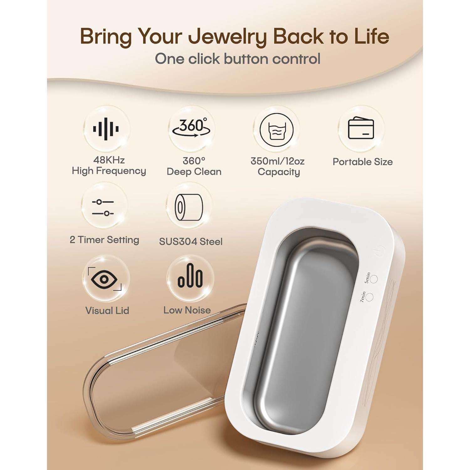 Limpiador Ultrasónico de Joyas Hubei Canguo 350ml 48KHz