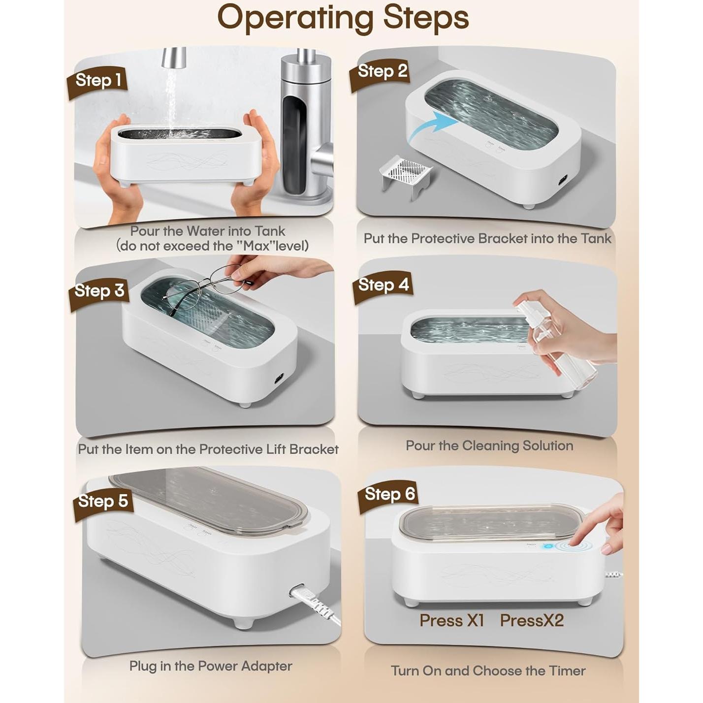 Limpiador Ultrasónico de Joyas Hubei Canguo 350ml 48KHz