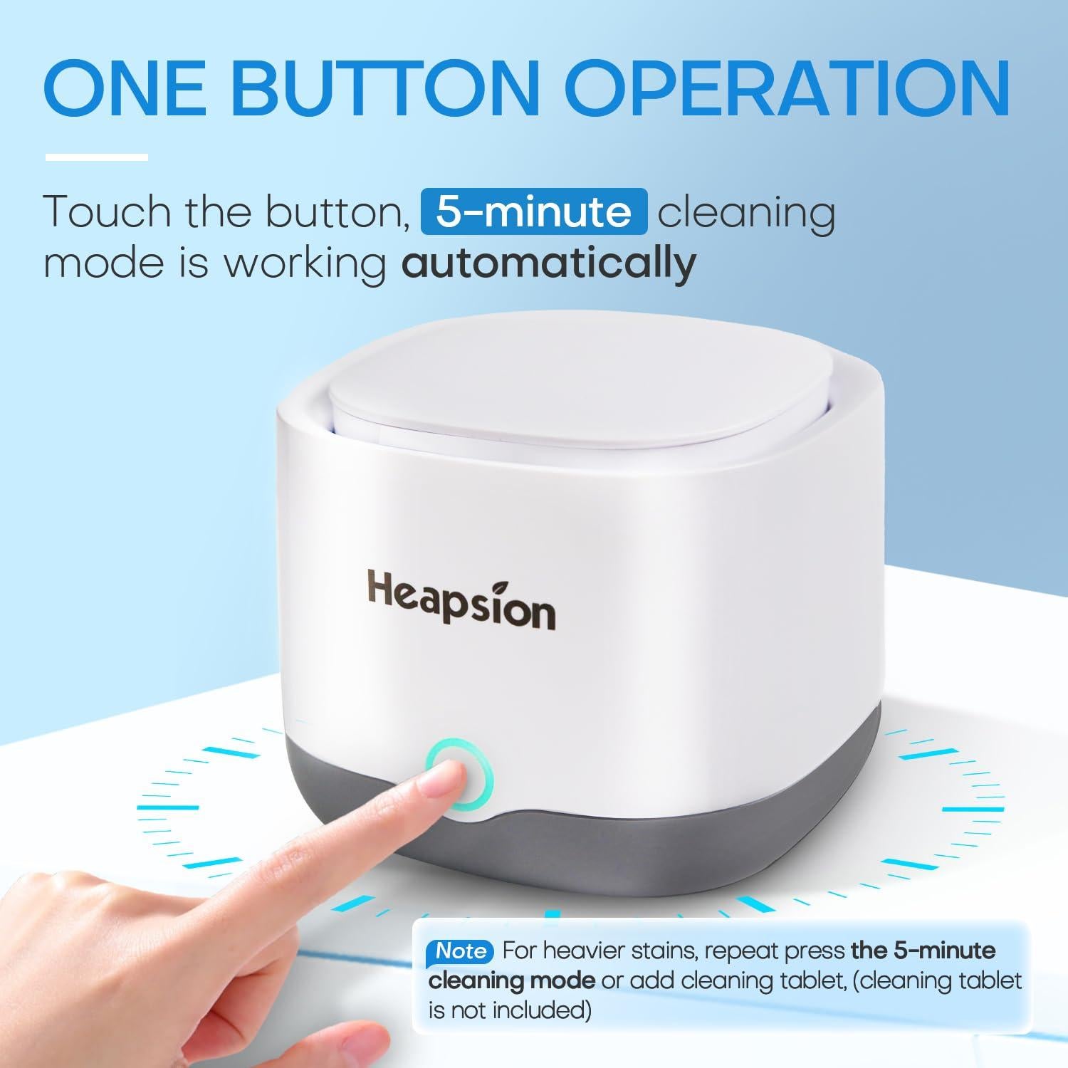 Limpiador Ultrasónico Heapsion 200ml para Dentaduras y Joyas