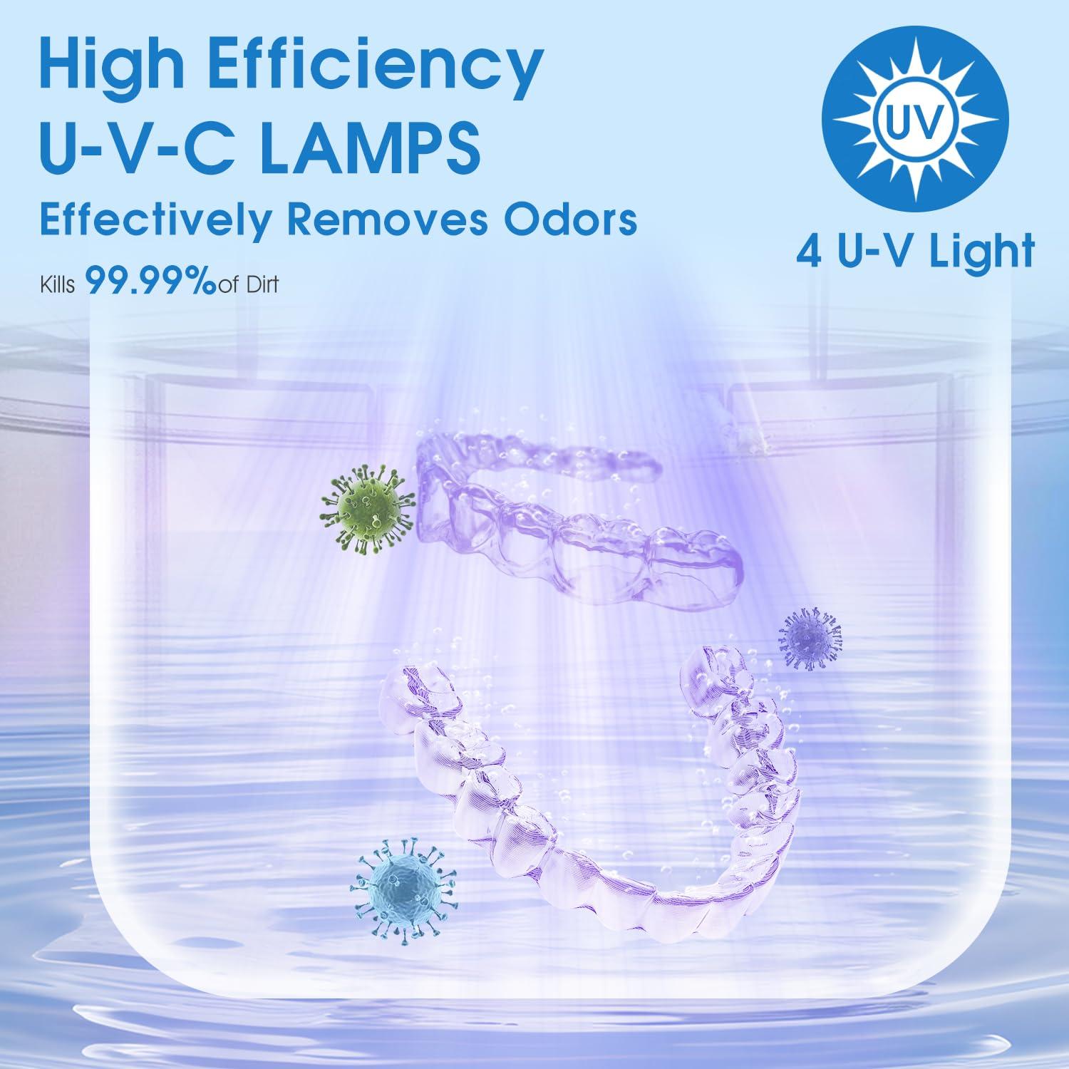 Limpiador Ultrasónico Heapsion 200ml para Dentaduras y Joyas