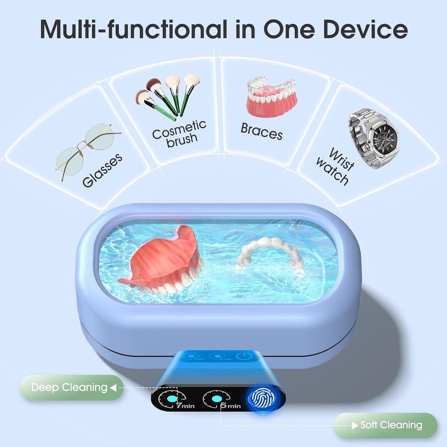 Limpiador Ultrasónico de Joyas AI 50KHz Acero Inoxidable Azul